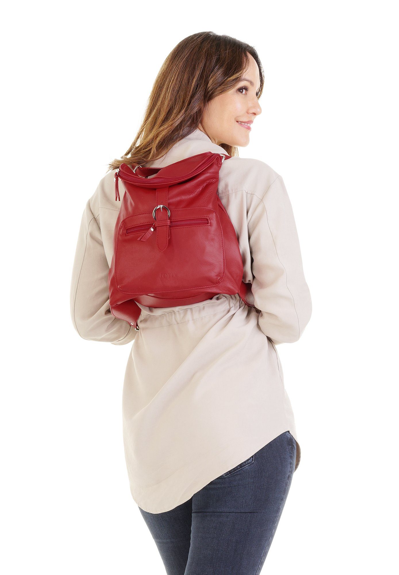 Forty Degrees Rugzak echt leer, made in italy