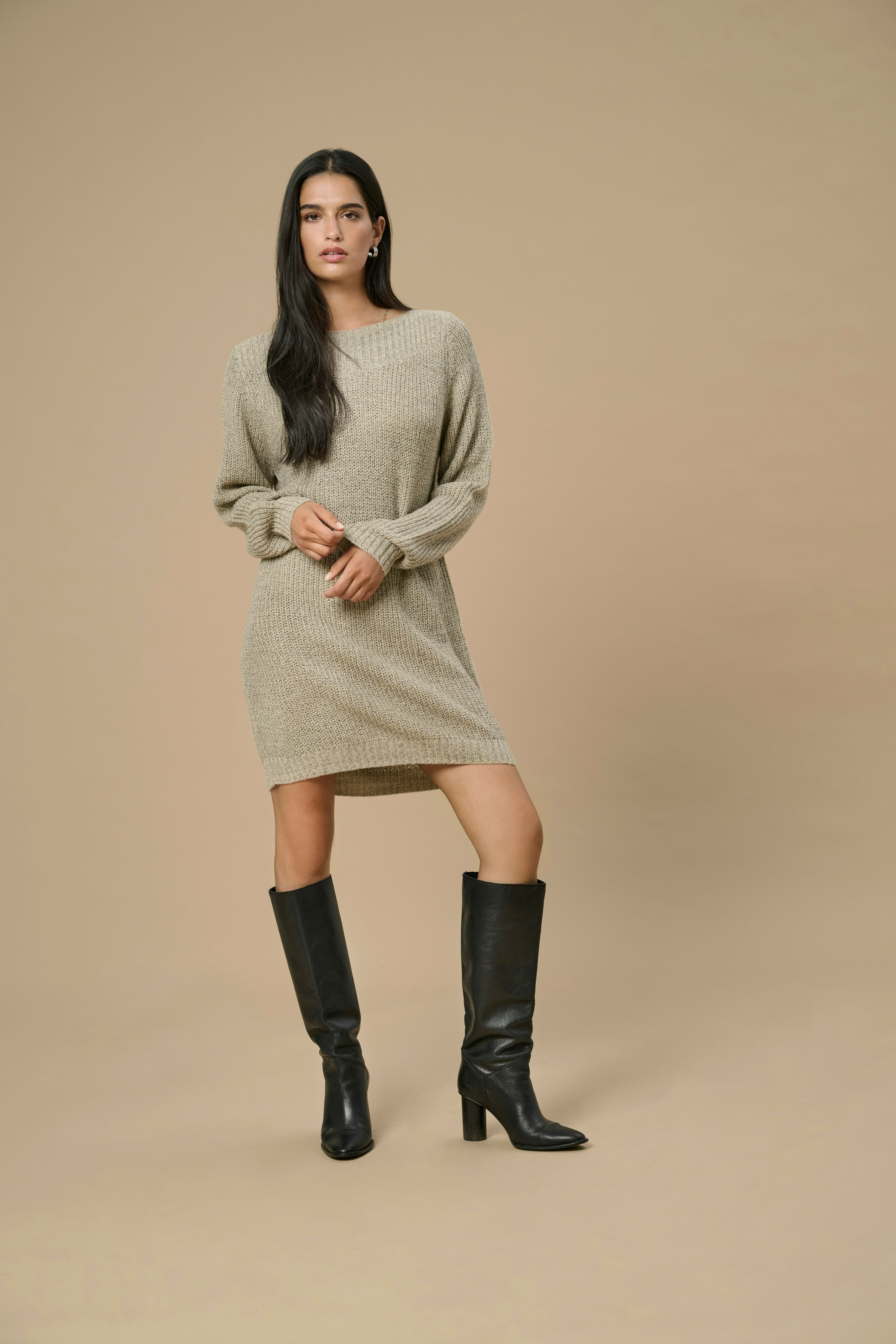 JDY Mini-jurk JDYWHITNEY MEGAN L/S BOAT DRESS KNT NOOS