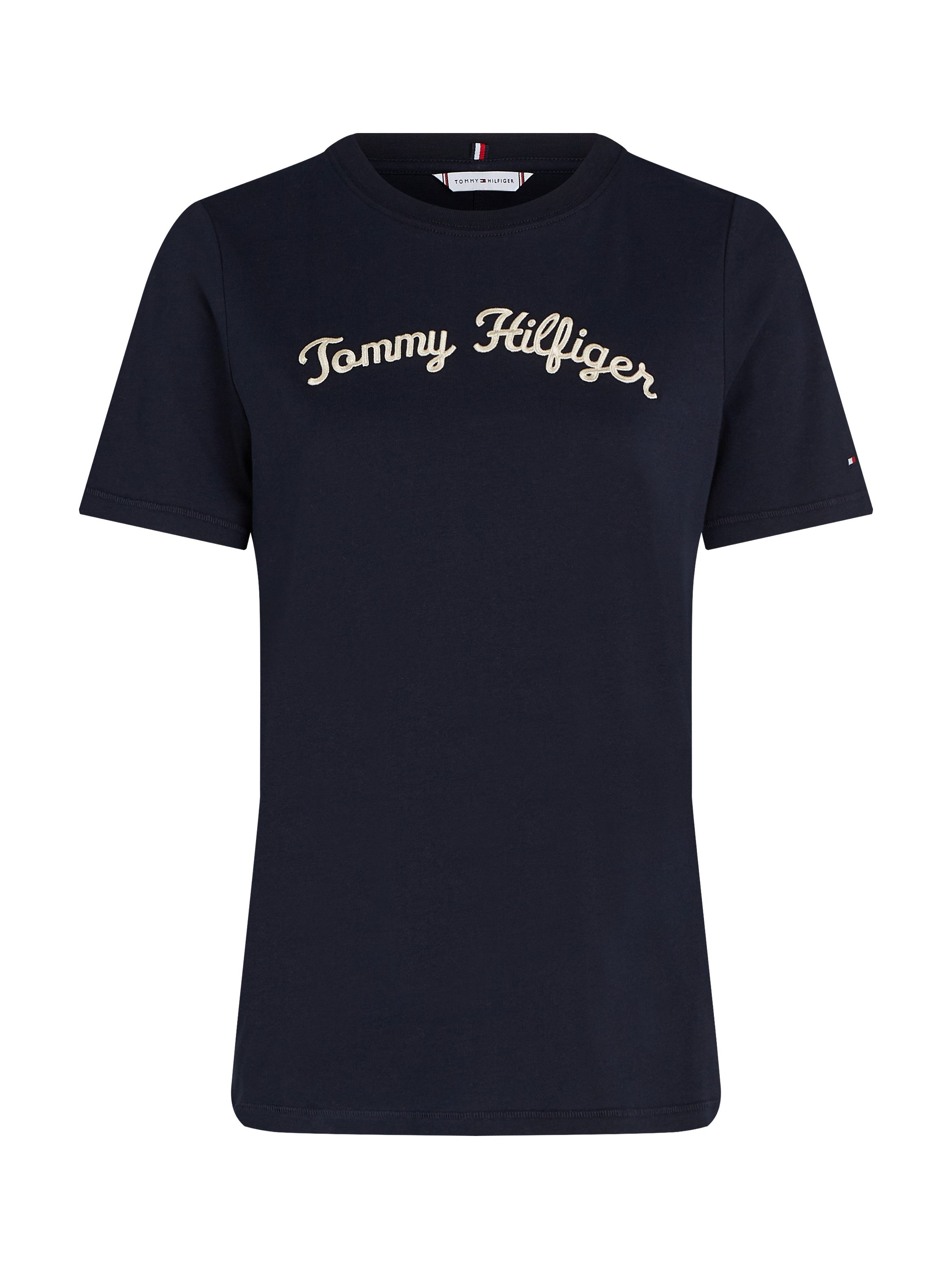 Tommy Hilfiger Shirt met korte mouwen REG SCRIPT C-NK SS met script-logo-opschrift