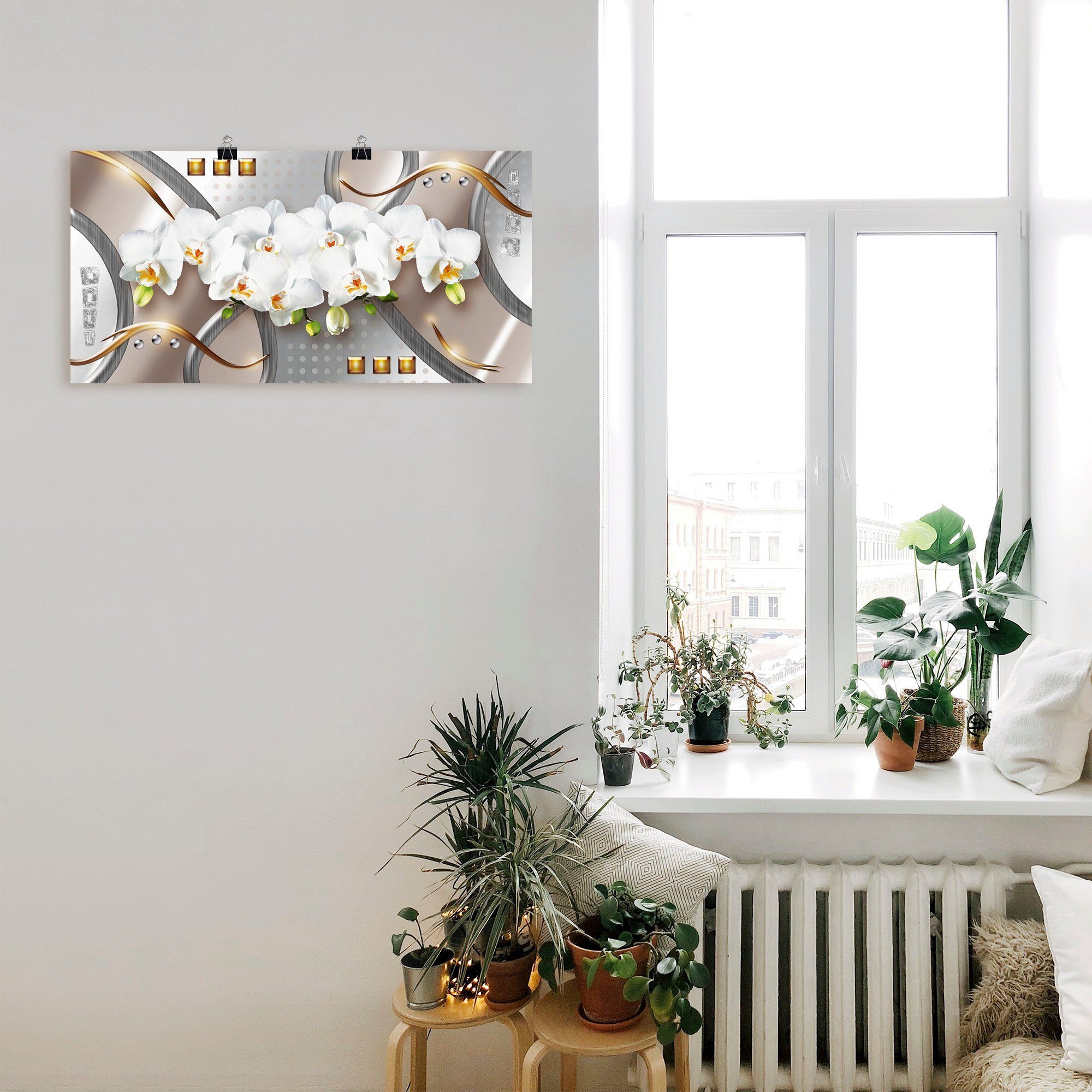 Artland Artprint Orchideeën met elementen als artprint op linnen, poster in verschillende formaten maten