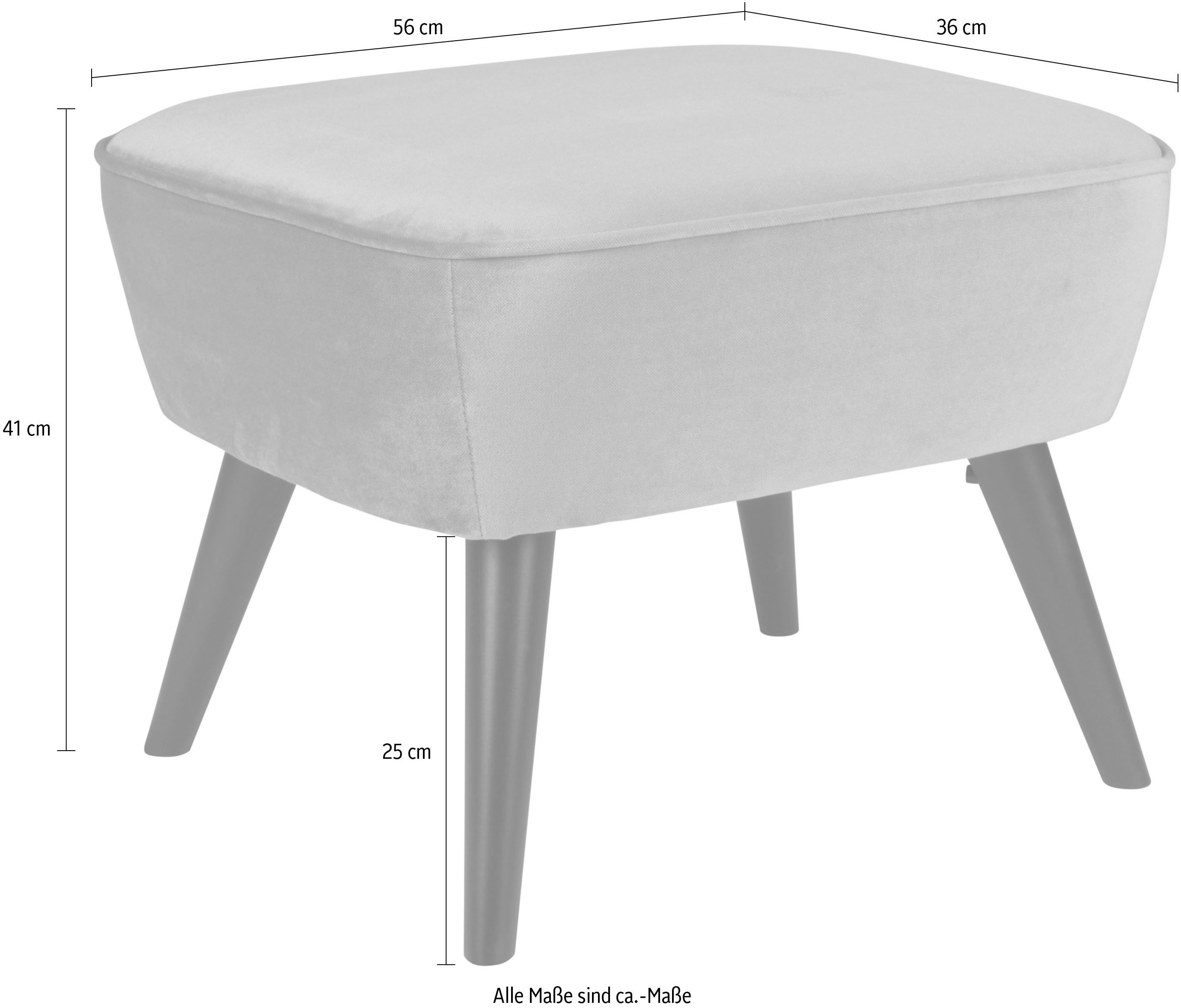 WOOOD Hocker Sara met veloursstof bekleed, rechthoekige vorm, h 41 cm x b 56 cm