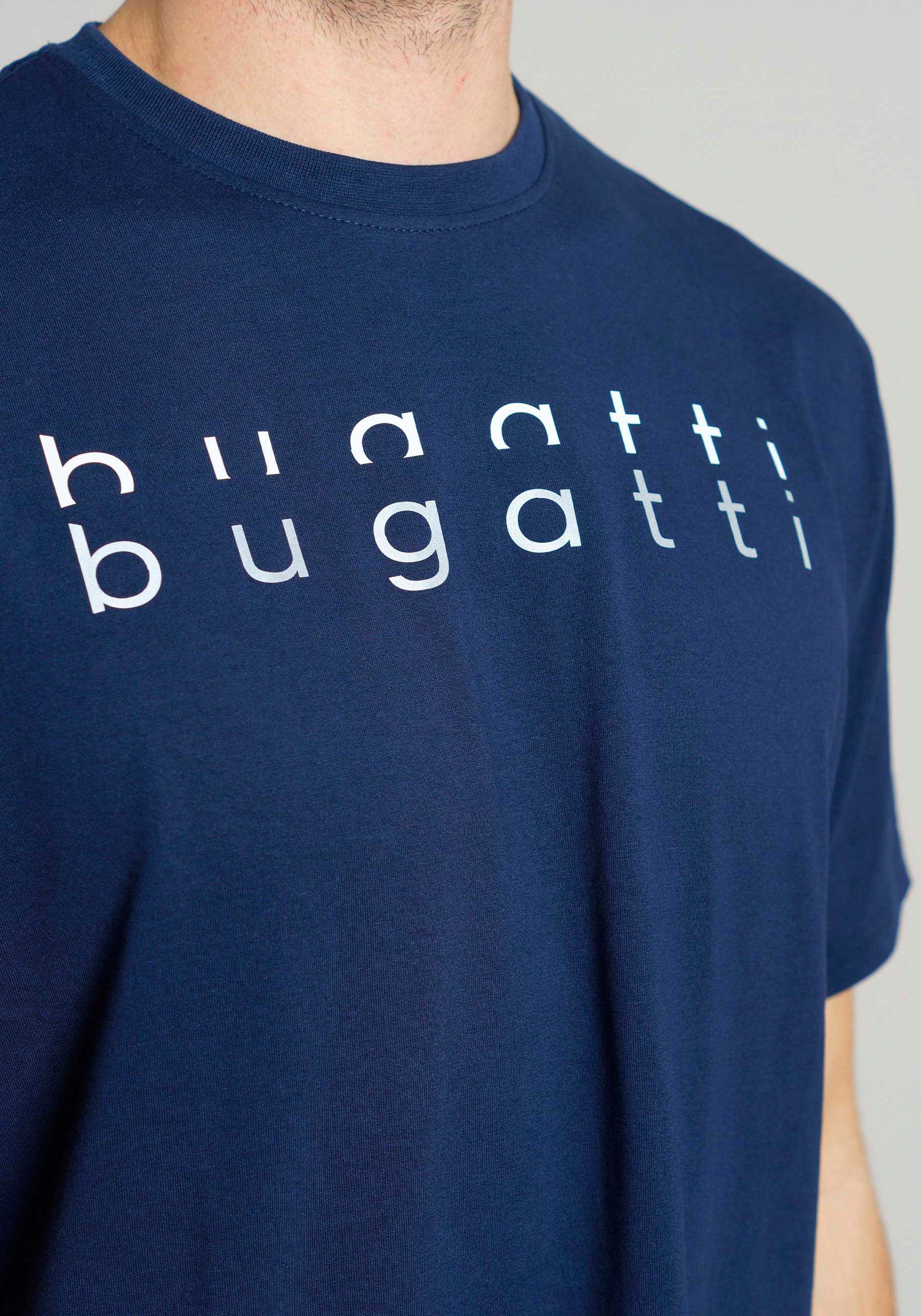 bugatti T-shirt PALERMO Korte mouw, ronde hals, bugatti-opdruk aan de voorkant