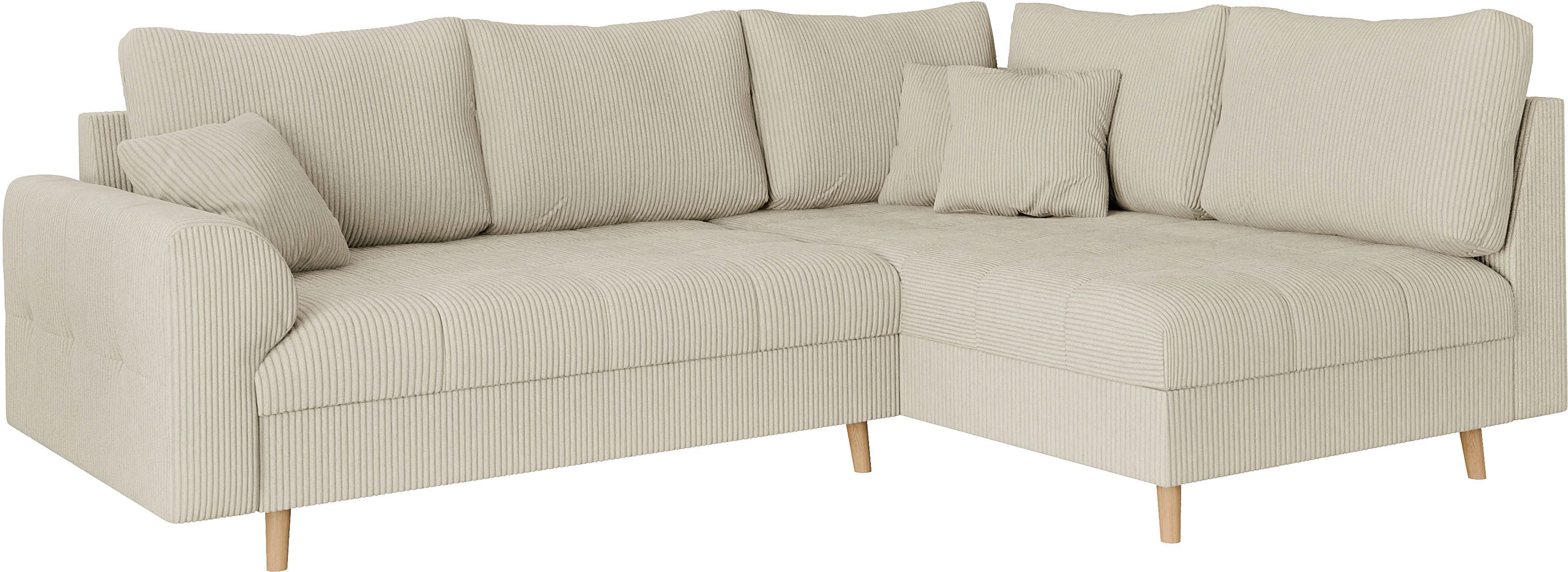 Home affaire Hoekbank CHARRE L-vorm met ottomane, afmetingen B/D/H: 231/161/81 cm fijne stiksels, losse rug- en sierkussens, ook in cord en bouclé