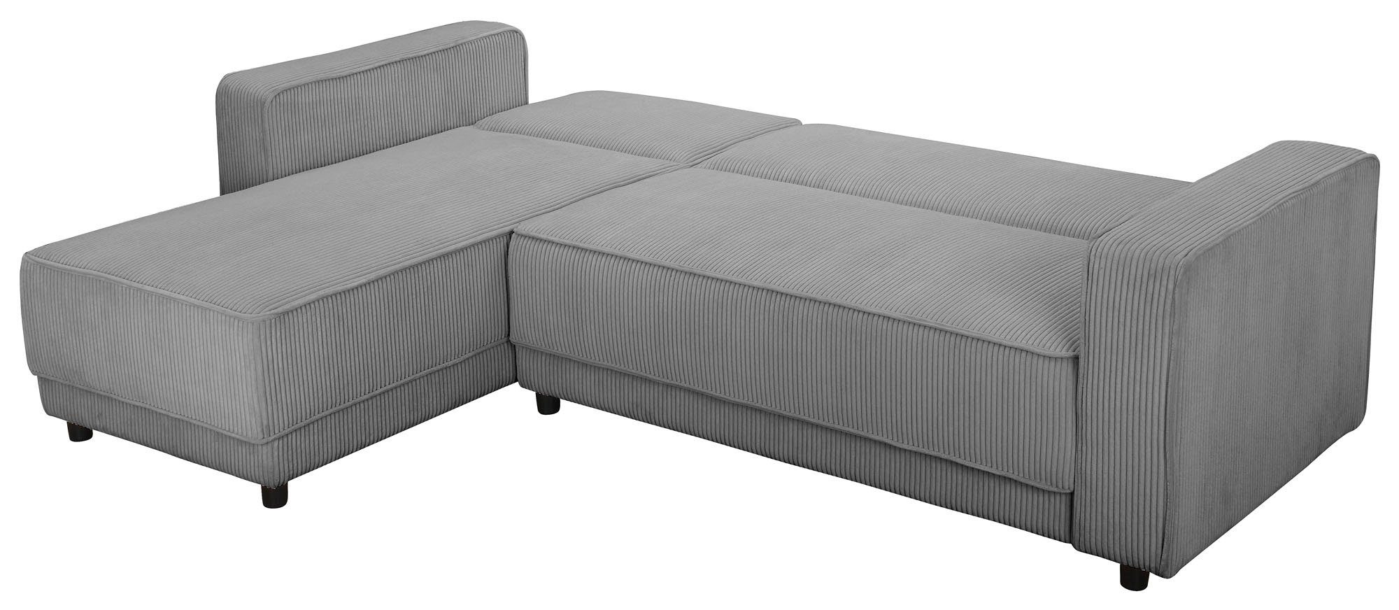 Dorel Home Hoekbank Allie slaapbank 230 cm met relaxfunctie in de rugleuning Slaapbank functie (108/194,5 cm), trendy ribfluweel of onderhoudsvriendelijk velours