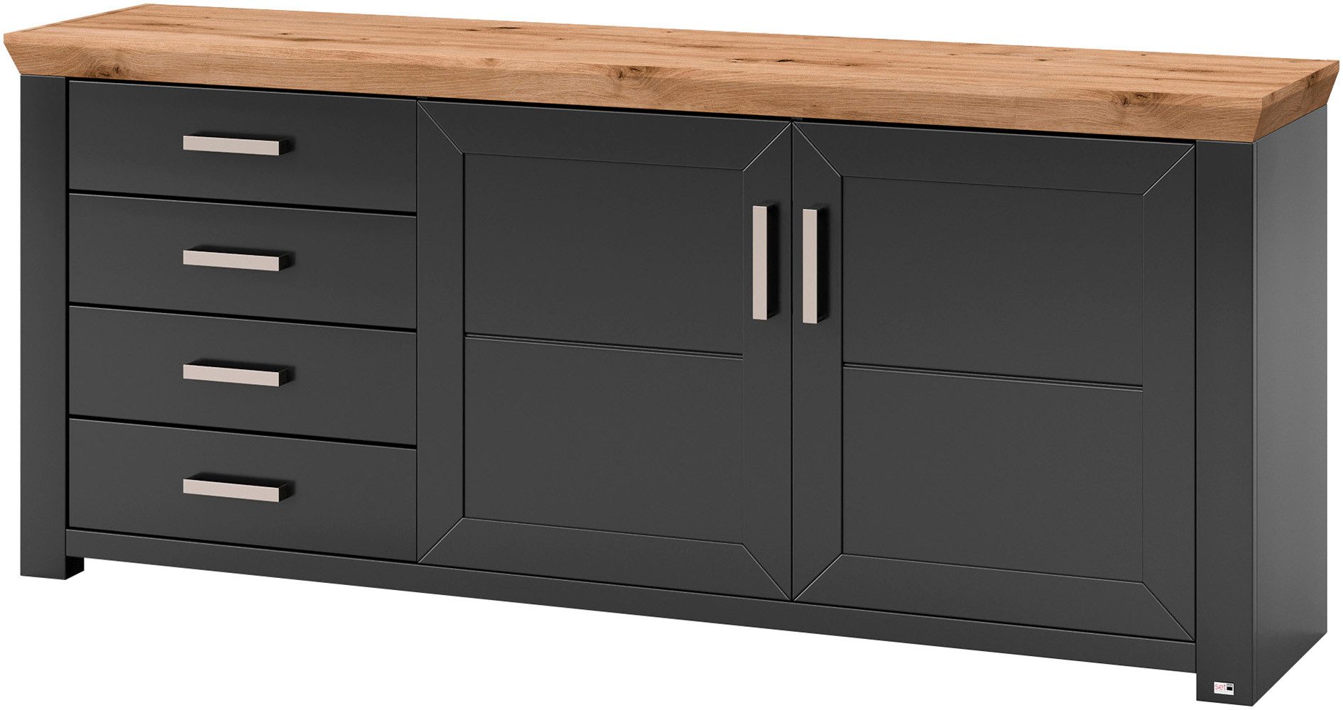 set one by Musterring Dressoir York Type 51, met veel opbergruimte, handvat zilverkleur, B 184 x H 79 cm