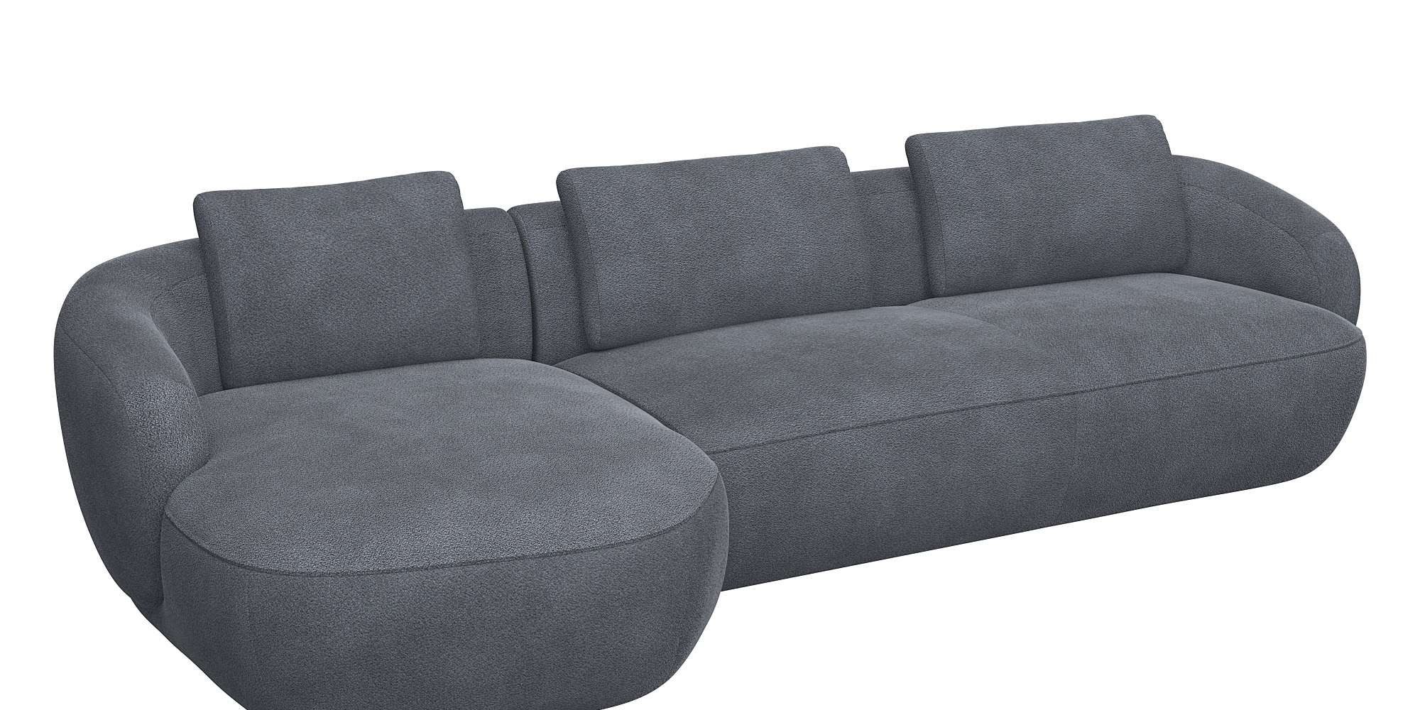 FLEXLUX Zithoek Torino, rond, L-vorm, bankhoek met recamière, longchair-sofa