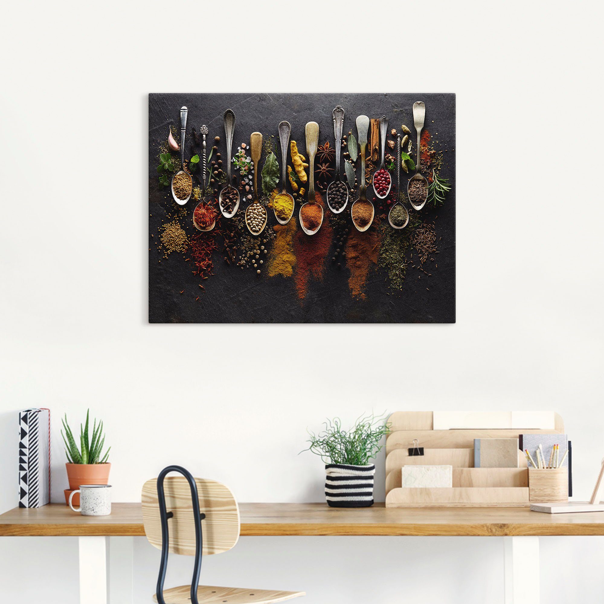 Artland Artprint Kruiden specerijen leisteen als artprint van aluminium, artprint voor buiten, artprint op linnen, poster, muursticker