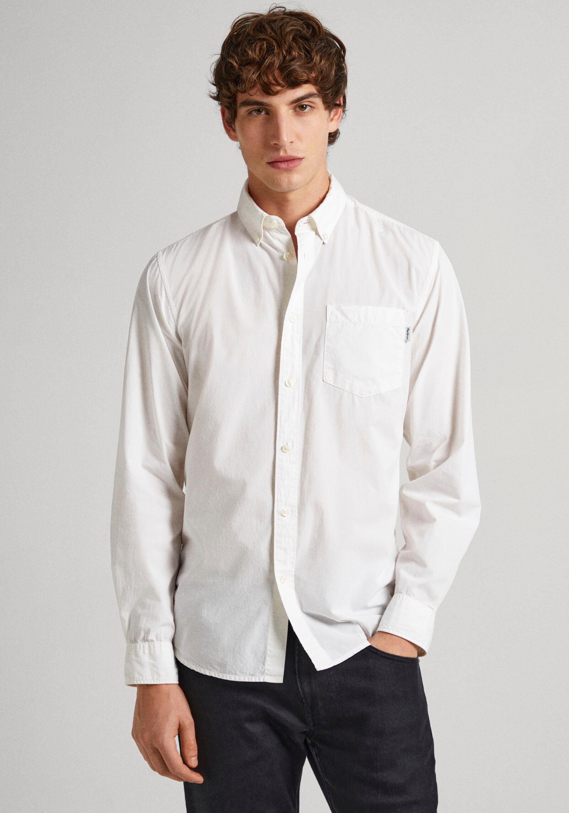 Pepe Jeans Overhemd met lange mouwen Pepe Overhemd PRINCE heren overhemden maat L wit