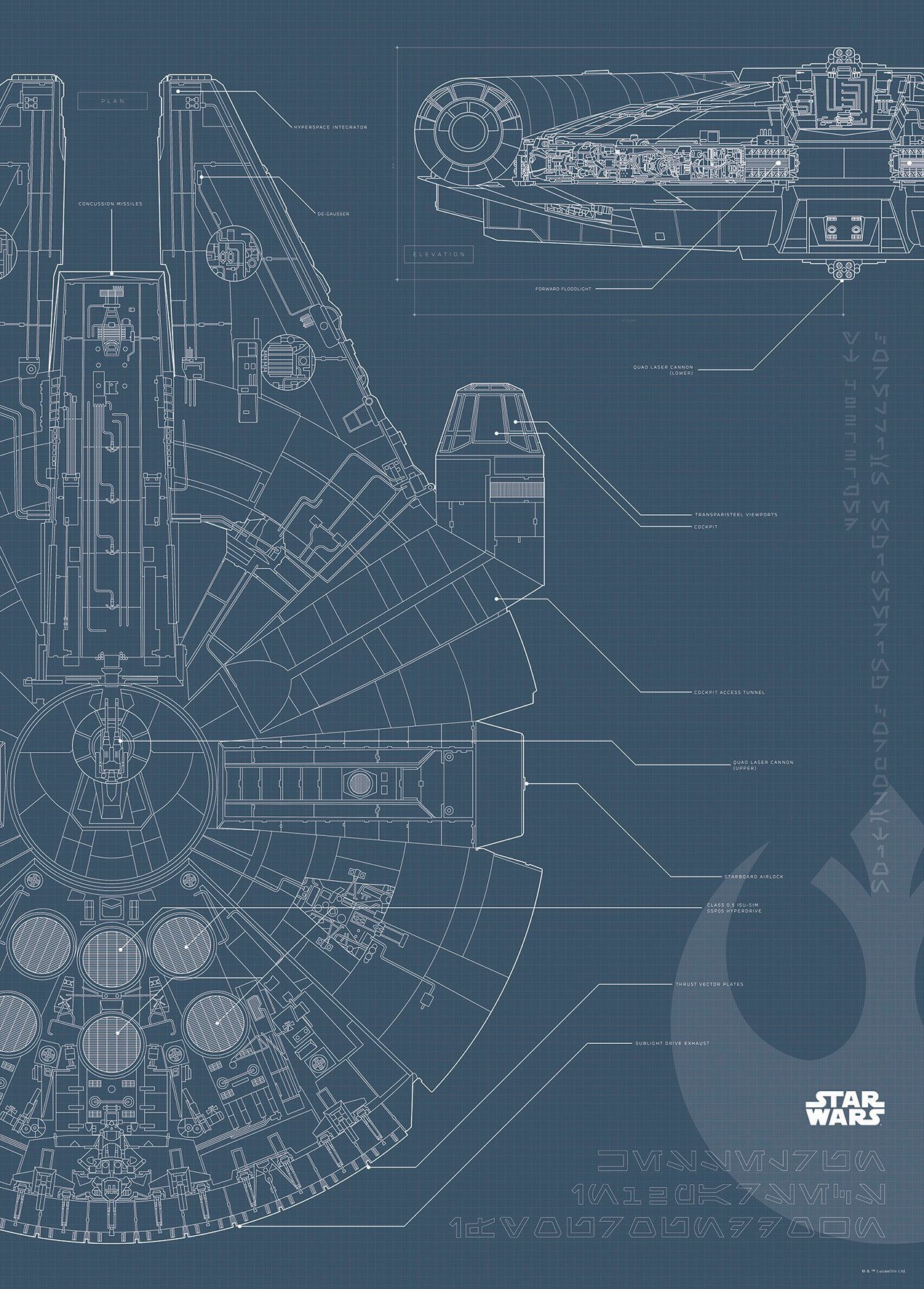 Komar Poster Star Wars Blueprint Falcon