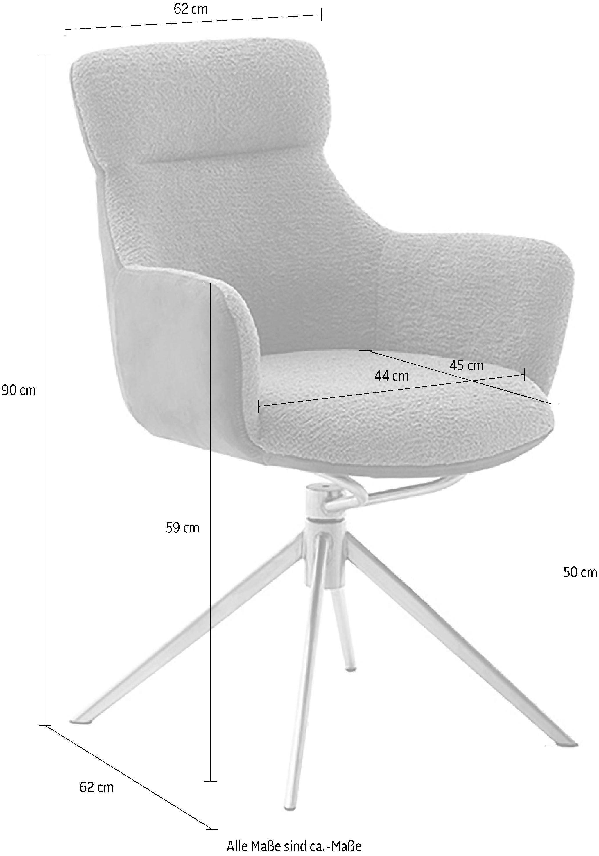 MCA furniture Eetkamerstoel (2-set), draaibaar 360°, draai- & schommelfunctie, zithoogte ca. 50 cm