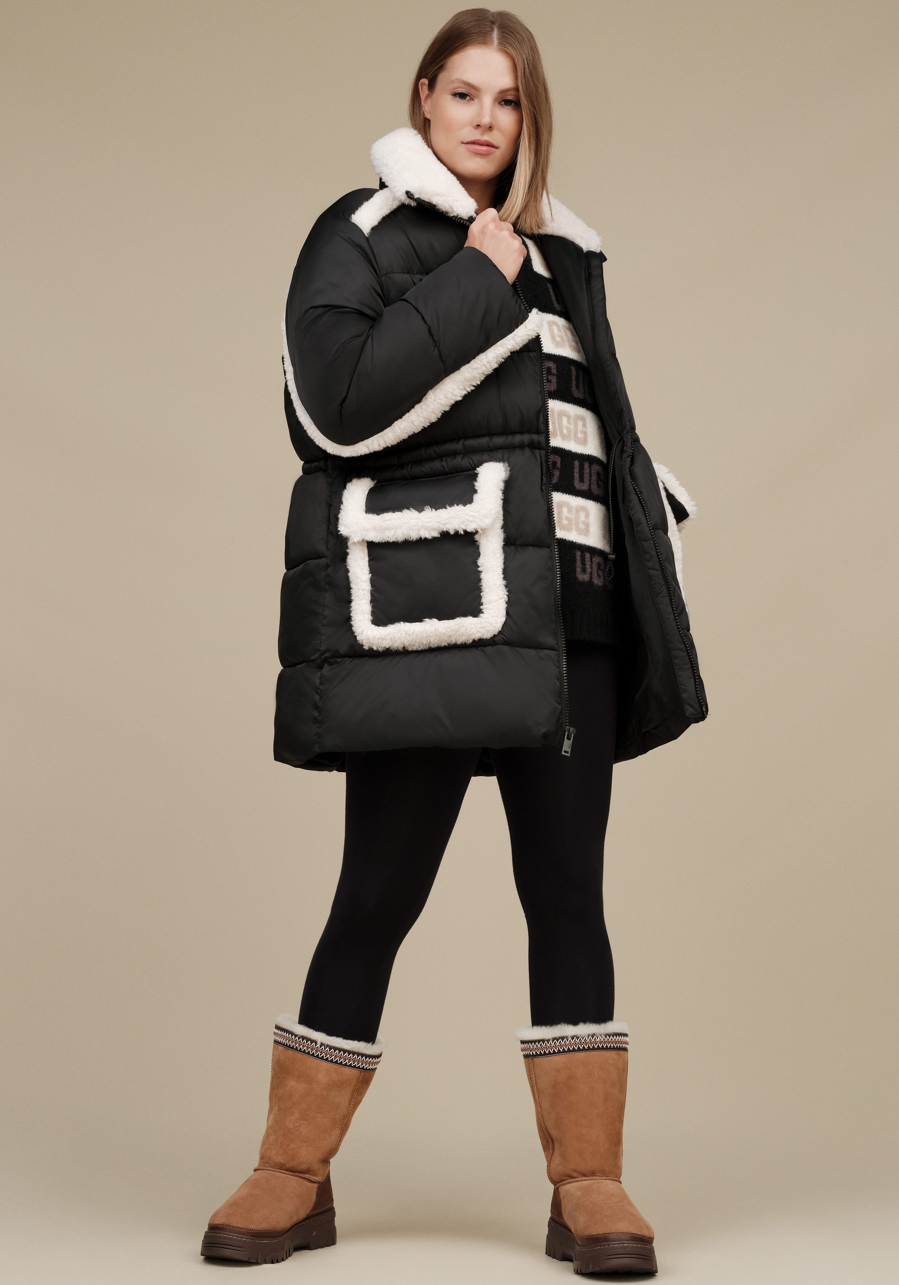 UGG Gewatteerde jas W AMAL PLUSHSEAM PUFFER COAT