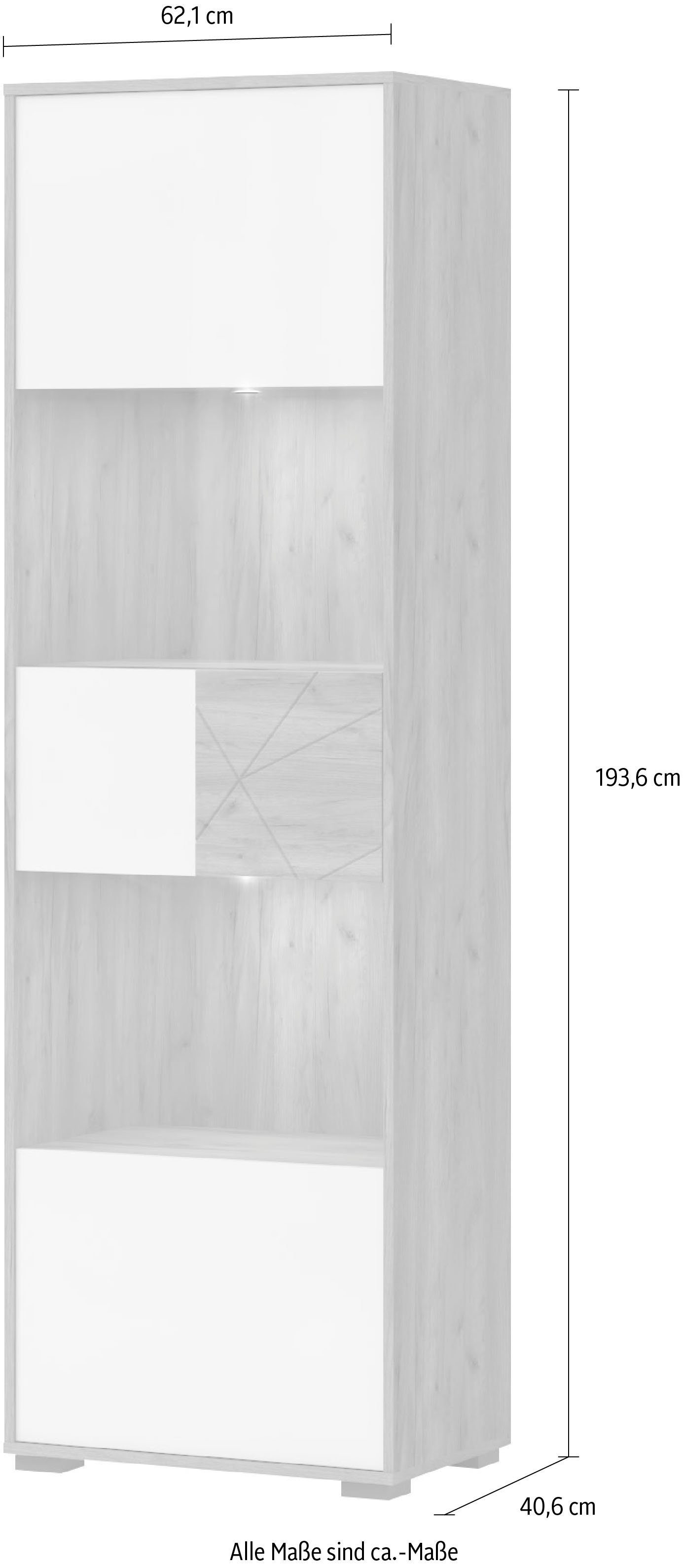 Places of Style Vitrinekast Stela met push-to-open en soft-closefunctie