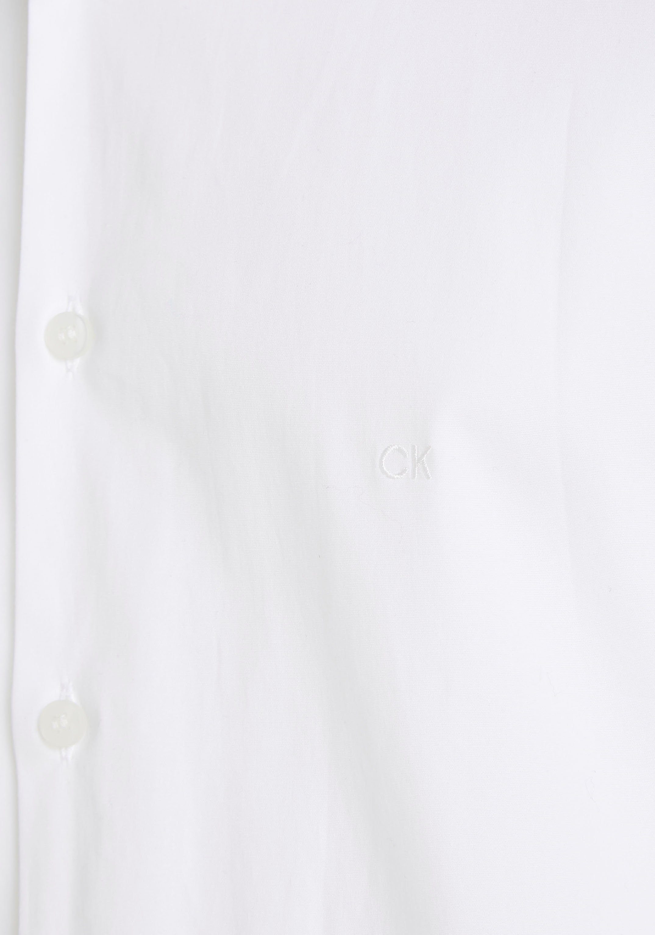 Calvin Klein Businessoverhemd POPLIN STRETCH SLIM SHIRT met kent-kraag, logoprint op borsthoogte