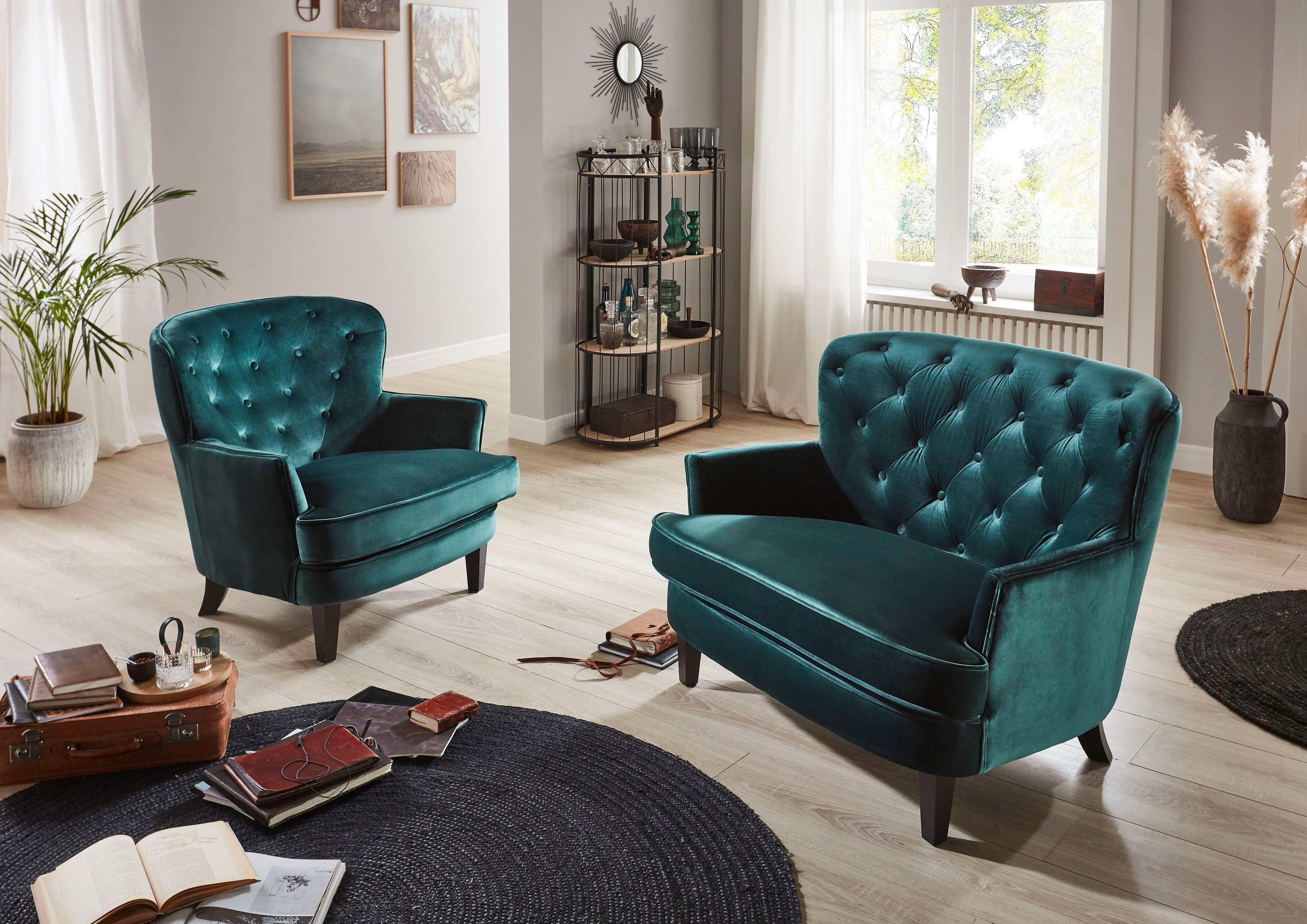 ATLANTIC home collection 1,5-zitsbank Luipaard XXL-fauteuil met pocketveringskern en fluwelen hoes