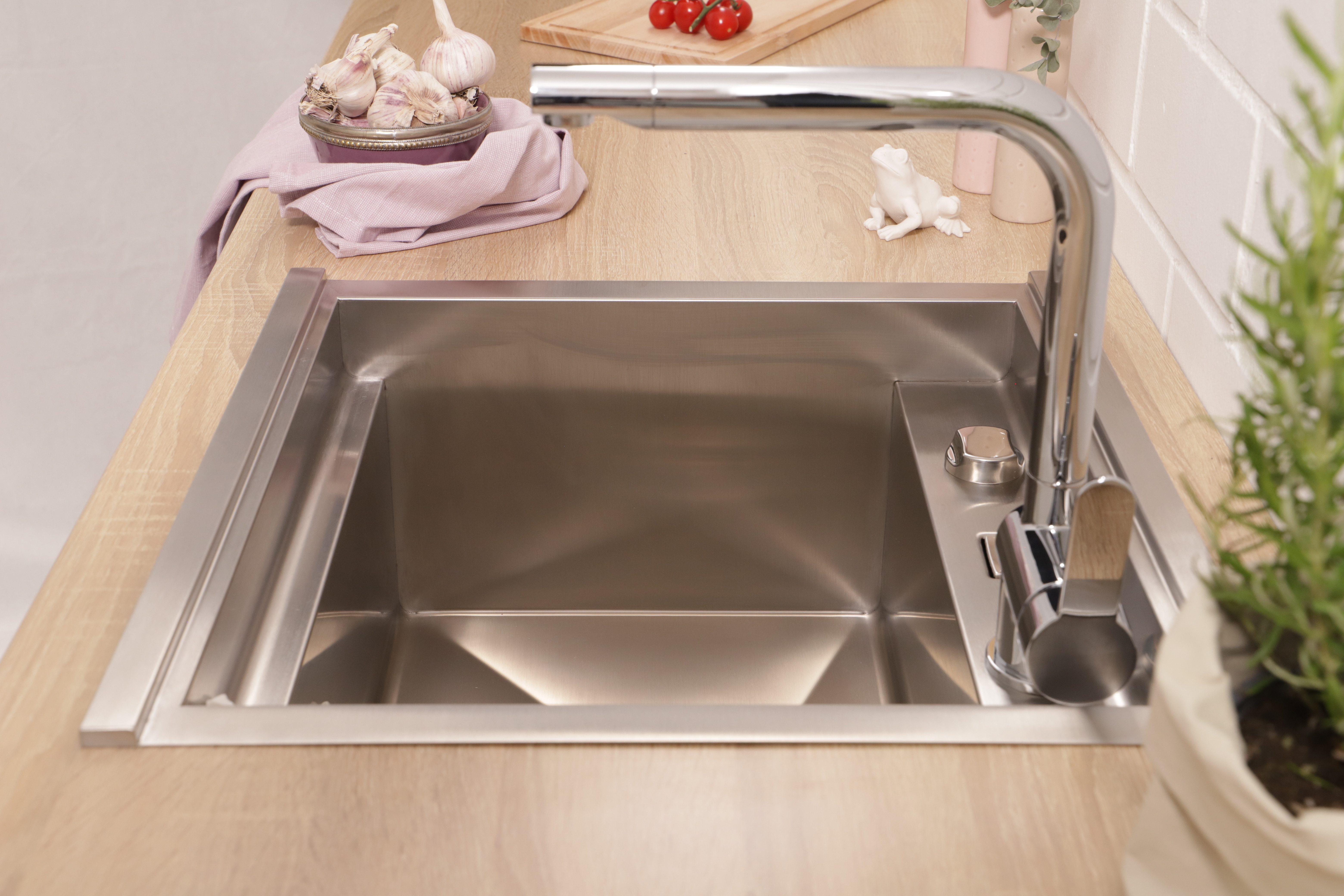 RESPEKTA Rvs spoelbak California 52x50 cm, workstation, met accessoires