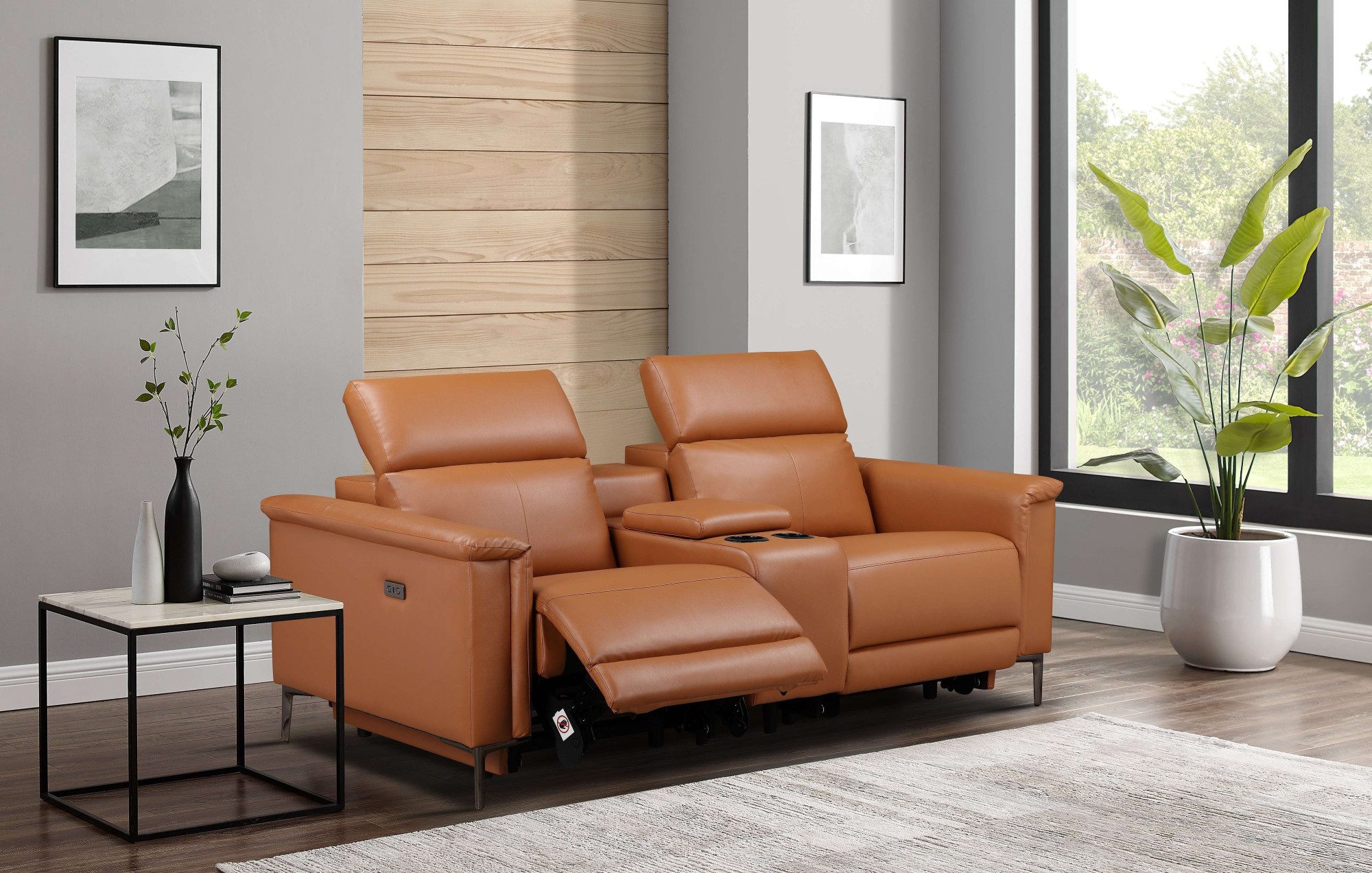 Places of Style 2-zitsbank Lund, 2-zits bioscoopbank, tv-fauteuil, multimedia-sofa, USB-A met elektrische of handmatige relaxfunctie, bekerhouder en opbergruimte