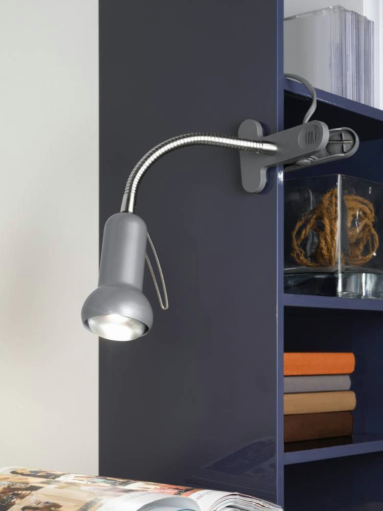 EGLO Klemlamp FABIO klemspot, zilver, excl. lichtbron E14, met klem, kantoor