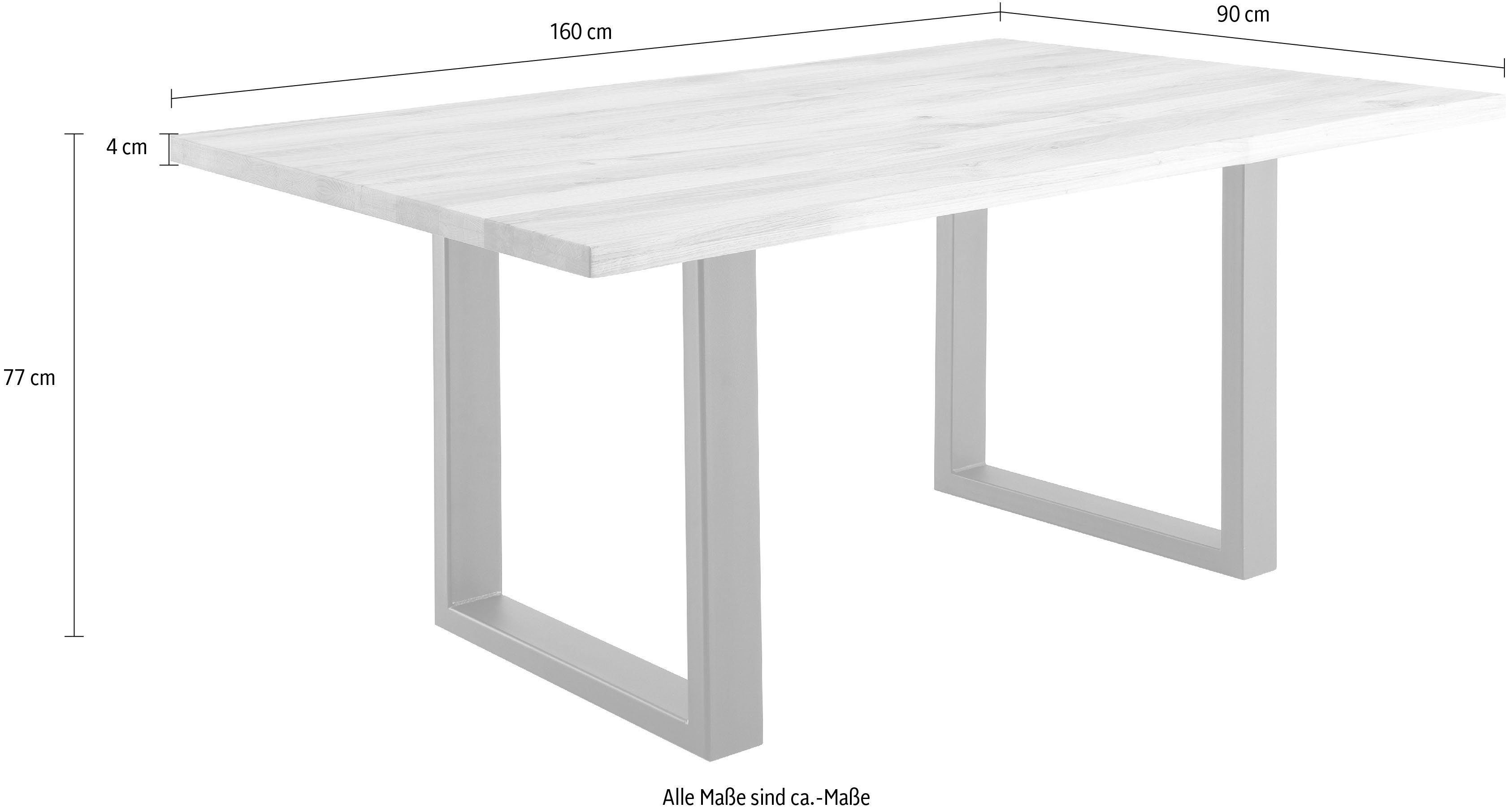 MCA living Eettafel Lincoln Eettafel massief hout geolied, FSC-gecertificeerd massief hout