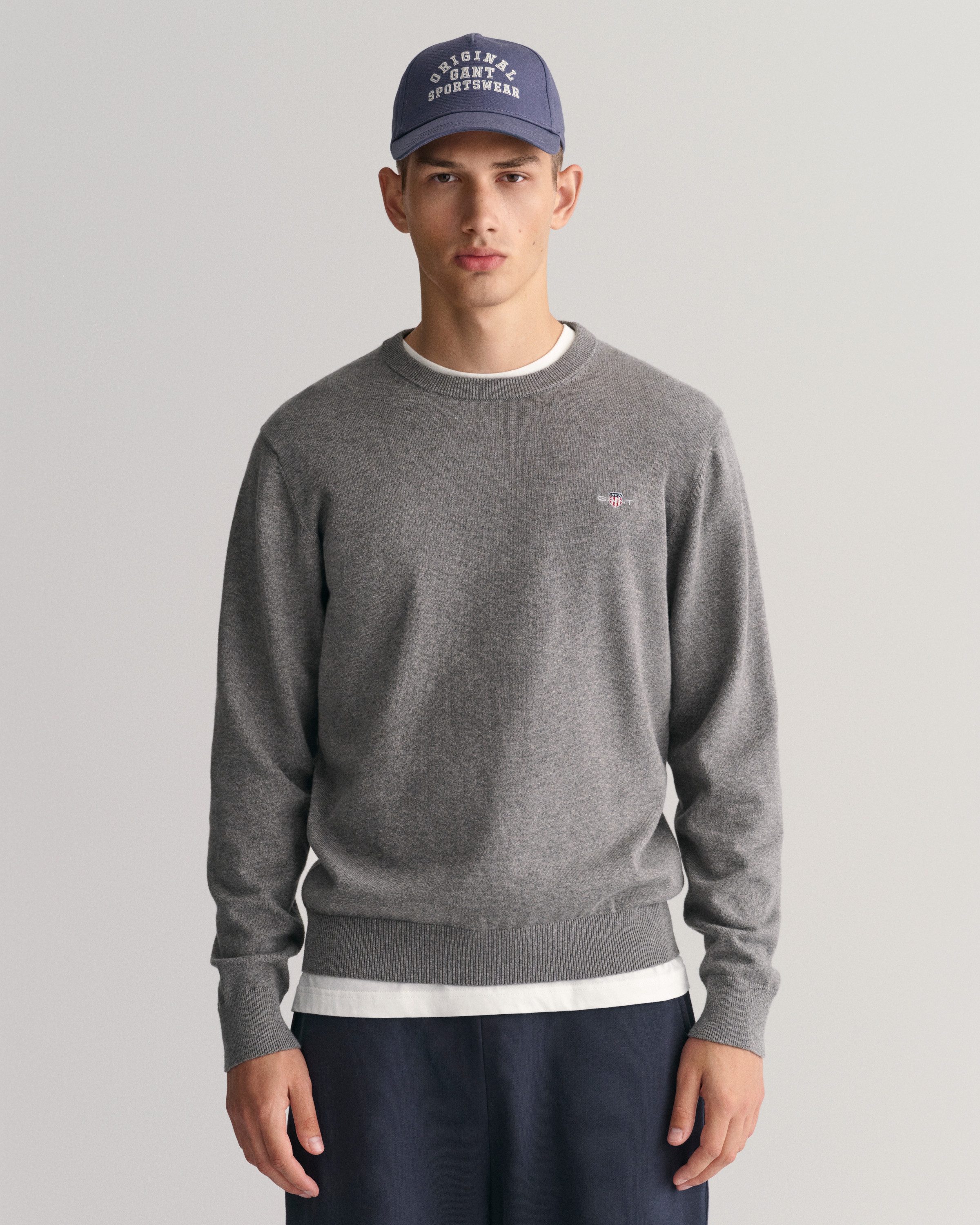 Gant Trui met ronde hals CLASSIC COTTON C-NECK Premium gebreide trui van zacht 100% katoen, overgangstrui