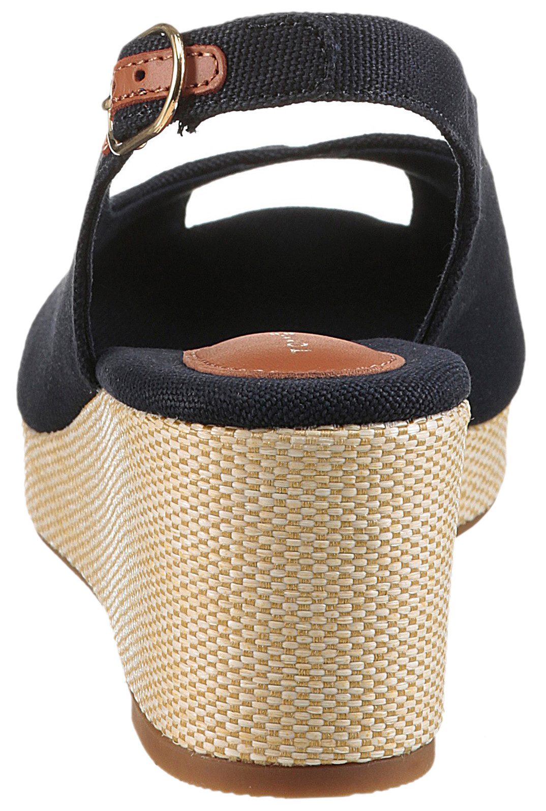 Tommy Hilfiger Sleehaksandaaltjes FLAG MID WEDGE ESPAD SLINGBACK , plateau, zomerschoen, riem-sandaal met verstelbare gesp
