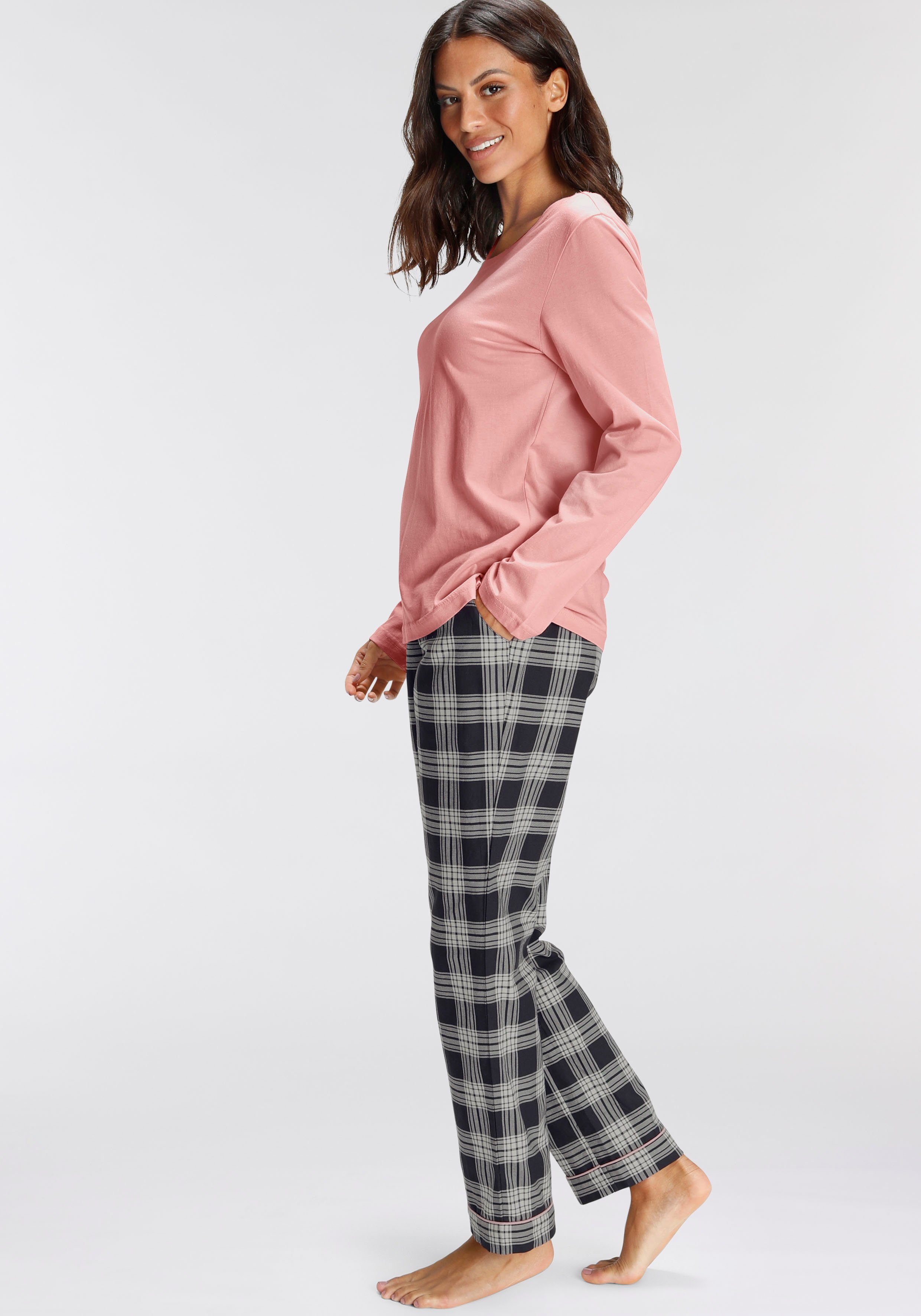H.I.S Pyjama met geruite pyjamabroek (2-delig, 1 stuk)
