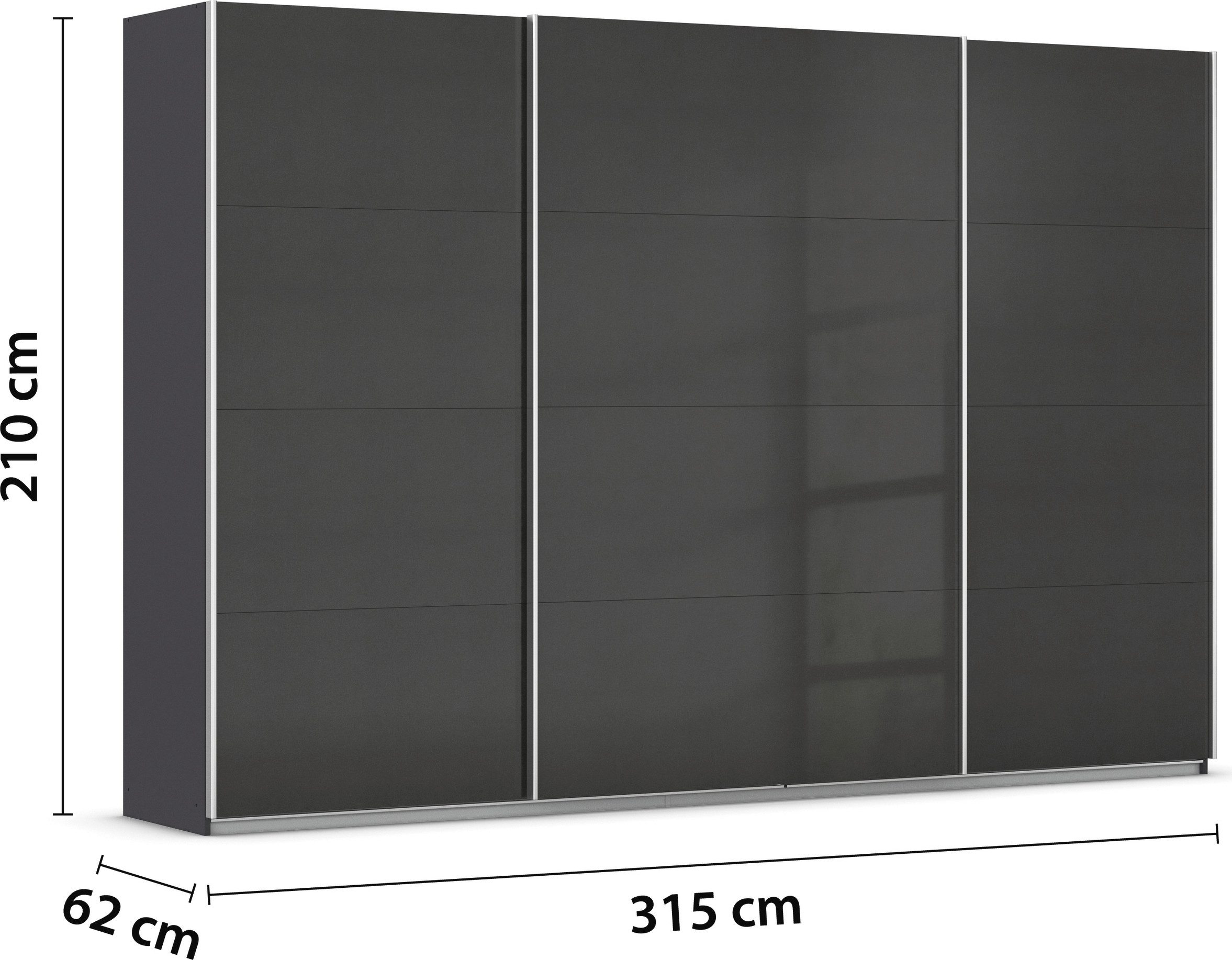rauch Schuifdeurkast Kledingkast kast garderobe AGORDO met decor- of hoogglansfront doordachte binnenuitrusting, in 4 breedtes en 2 hoogtes made in germany