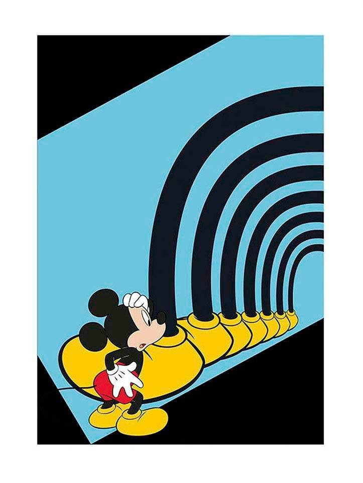 Komar Wanddecoratie Mickey Mouse Foot tunnel Wanddecoratie voor de kinderkamer - zonder lijst (1 stuk) schilderijen maat 30 cm x 40 cm multicolor