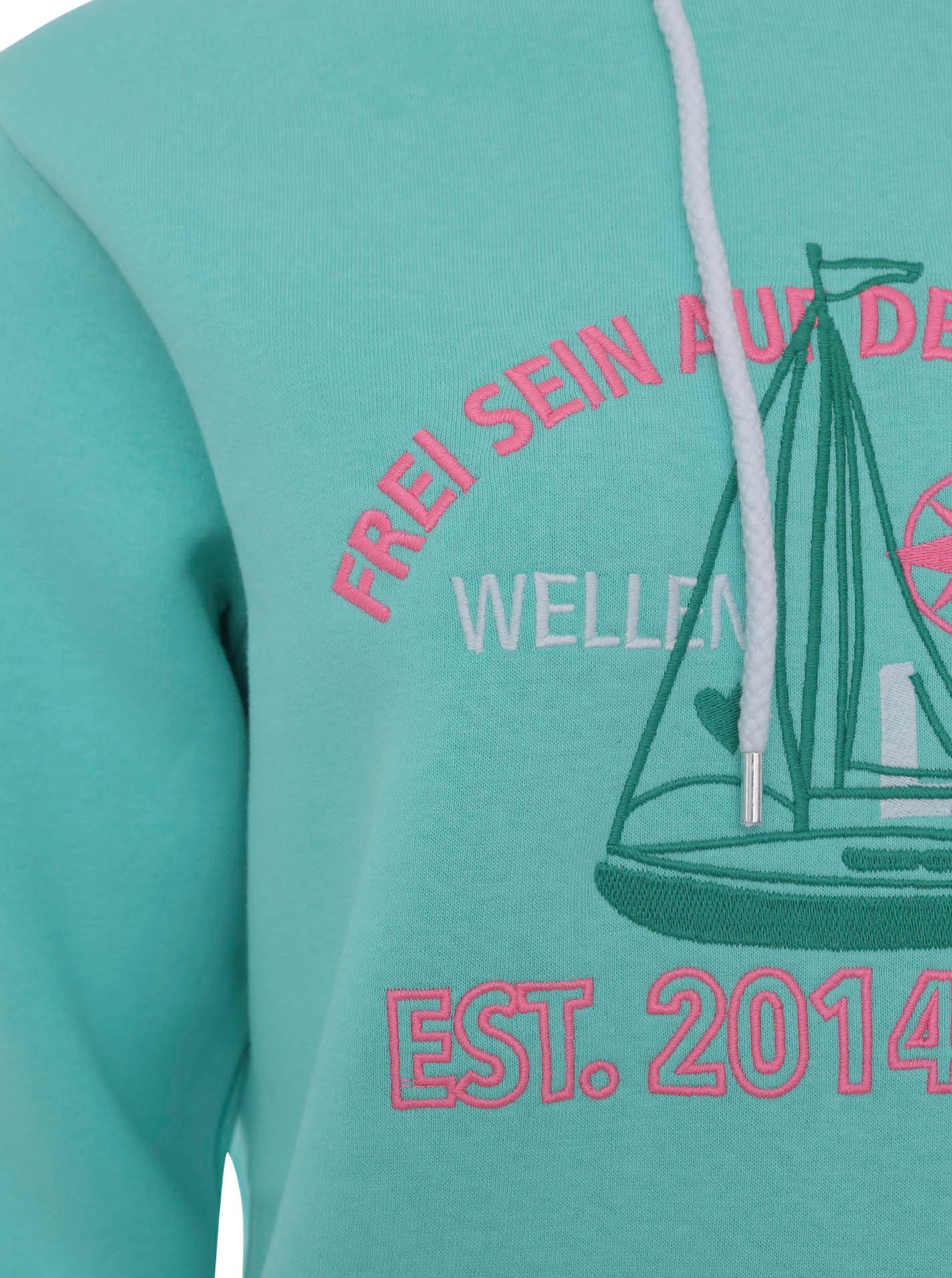 Zwillingsherz Hoodie Vrij zijn met maritiem design, kangoeroezakken en borduursel