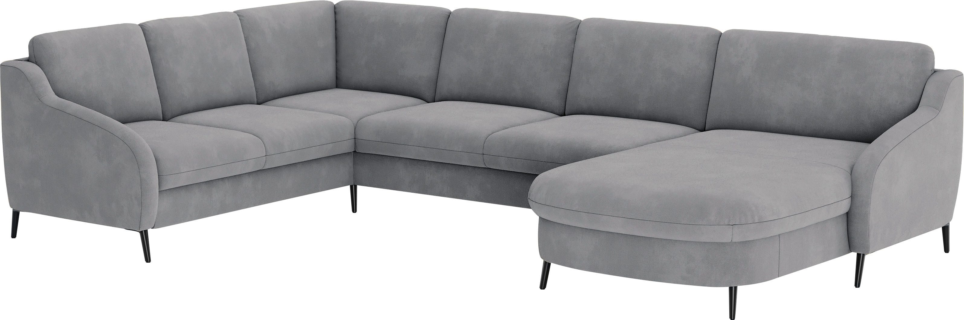 sit&more Zithoek Soul U-model optioneel met bedfunctie en bedlade of lade