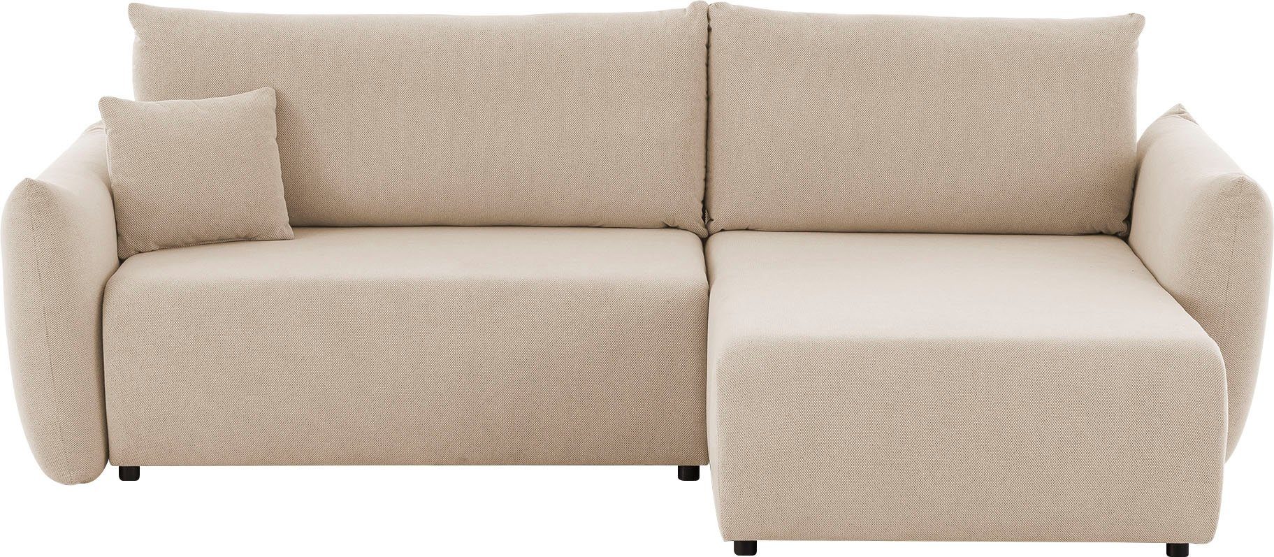INOSIGN Hoekbank MAVAS bedbank met bedkist, L-model, ca. 257/127 cm (ligoppervlak 212/145 cm), ribfluweel, chenille, structuur
