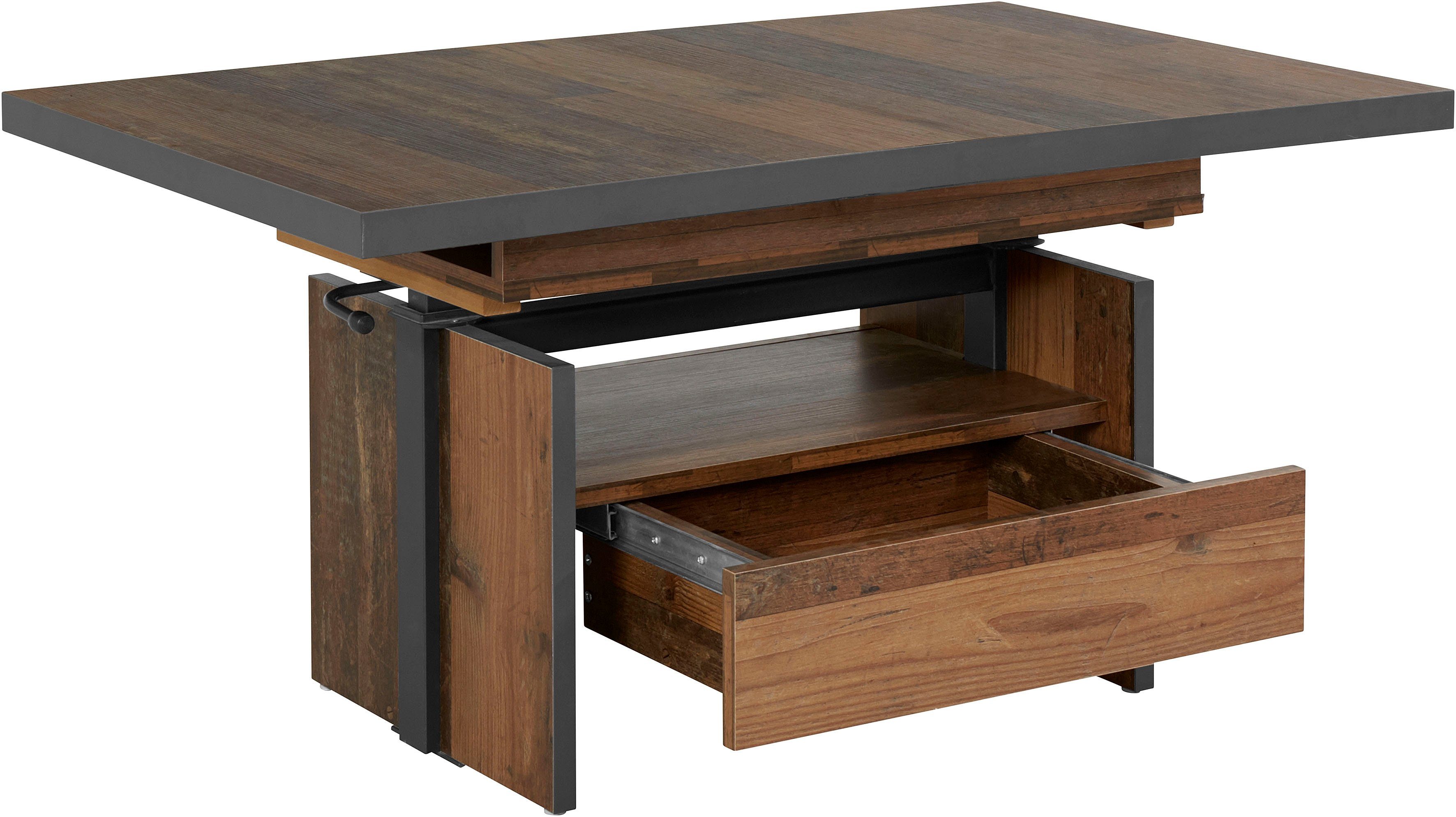 HELA Salontafel Noah uittrekbaar en in hoogte verstelbaar, met lade, vintage-look