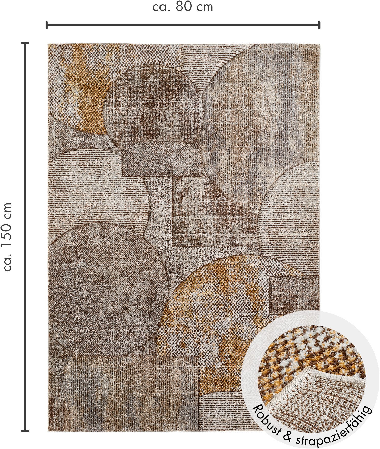 LUXOR living Vloerkleed Toronto Kortpolig, modern patchwork-ontwerp, hoog-laag structuur, woonkamer