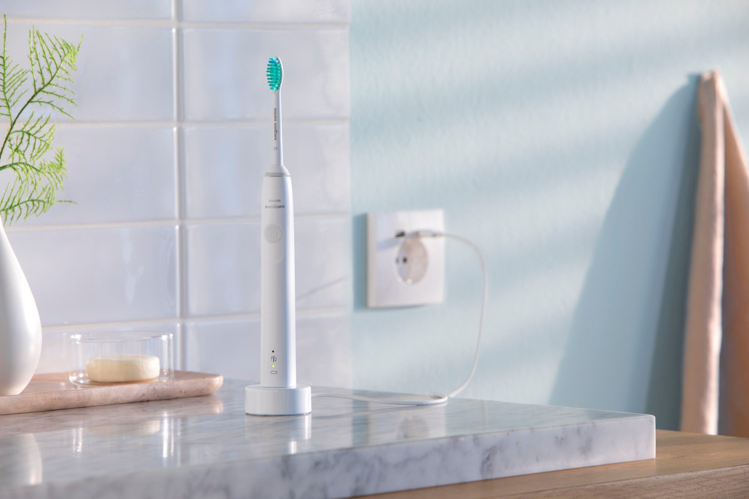 Philips Sonicare Elektrische tandenborstel Series 3100 HX3675/13 Dubbelpack, met 4-kwadrantentimer en 2-minutentimer