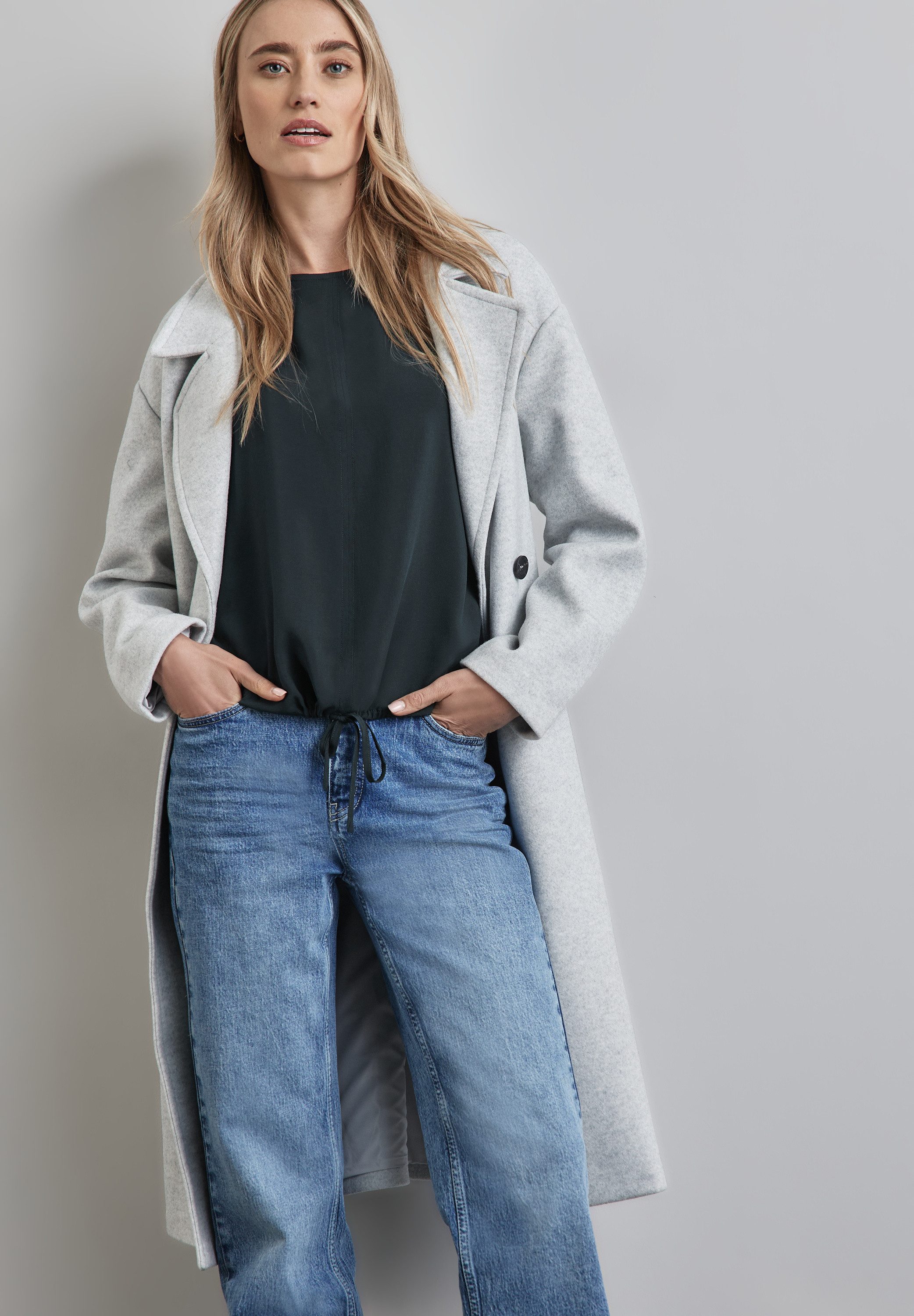 STREET ONE Blouse met lange mouwen met een rijgkoord