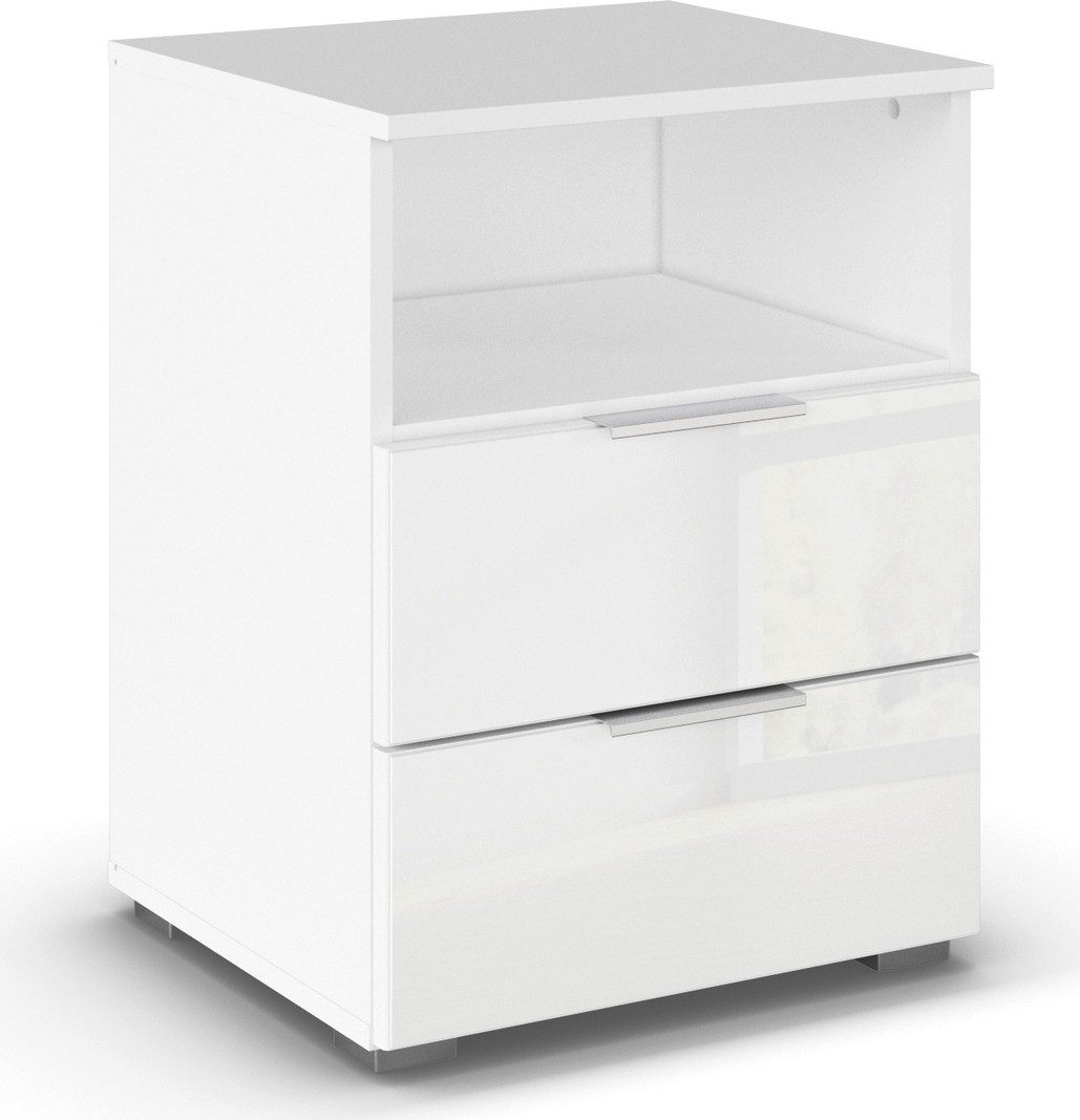 rauch Nachtkastje Nachttafel Nachtkast Nachtconsole AGORDO met Glasfront met 2 lades en nis voor veel opbergruimte made in germany nachtkastjes wit