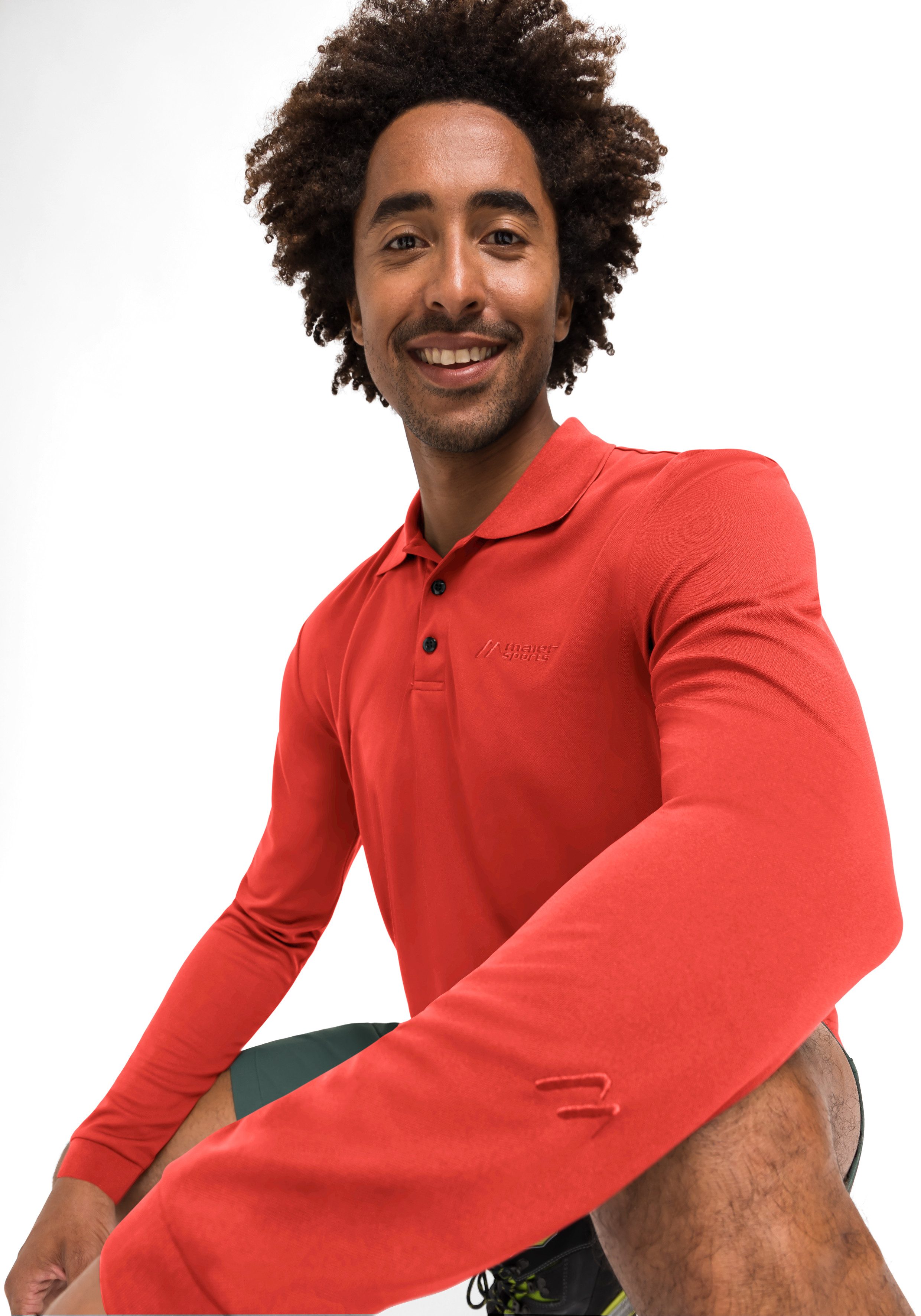 Maier Sports Poloshirt Ulrich L/S Heren functioneel shirt, lange mouw vrijetijdsshirt met overhemdkraag, regular fit