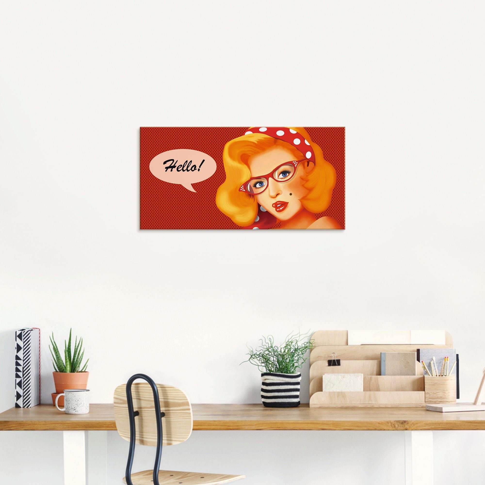Artland Print op glas Vriendelijk hallo in verschillende maten