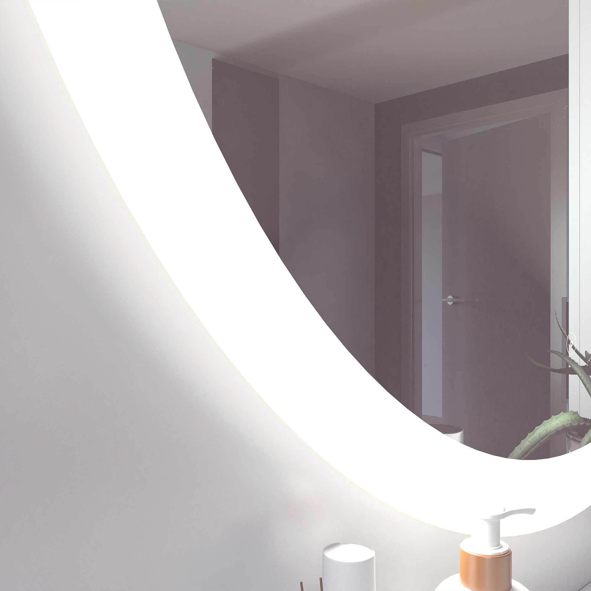 Loevschall Badspiegel Vega rond, badkamerspiegel met LED-verlichting, lichtspiegel Touchpanel voor Lichtbediening, Dimbare Spiegel, Deens Ontwerp (1 stuk)