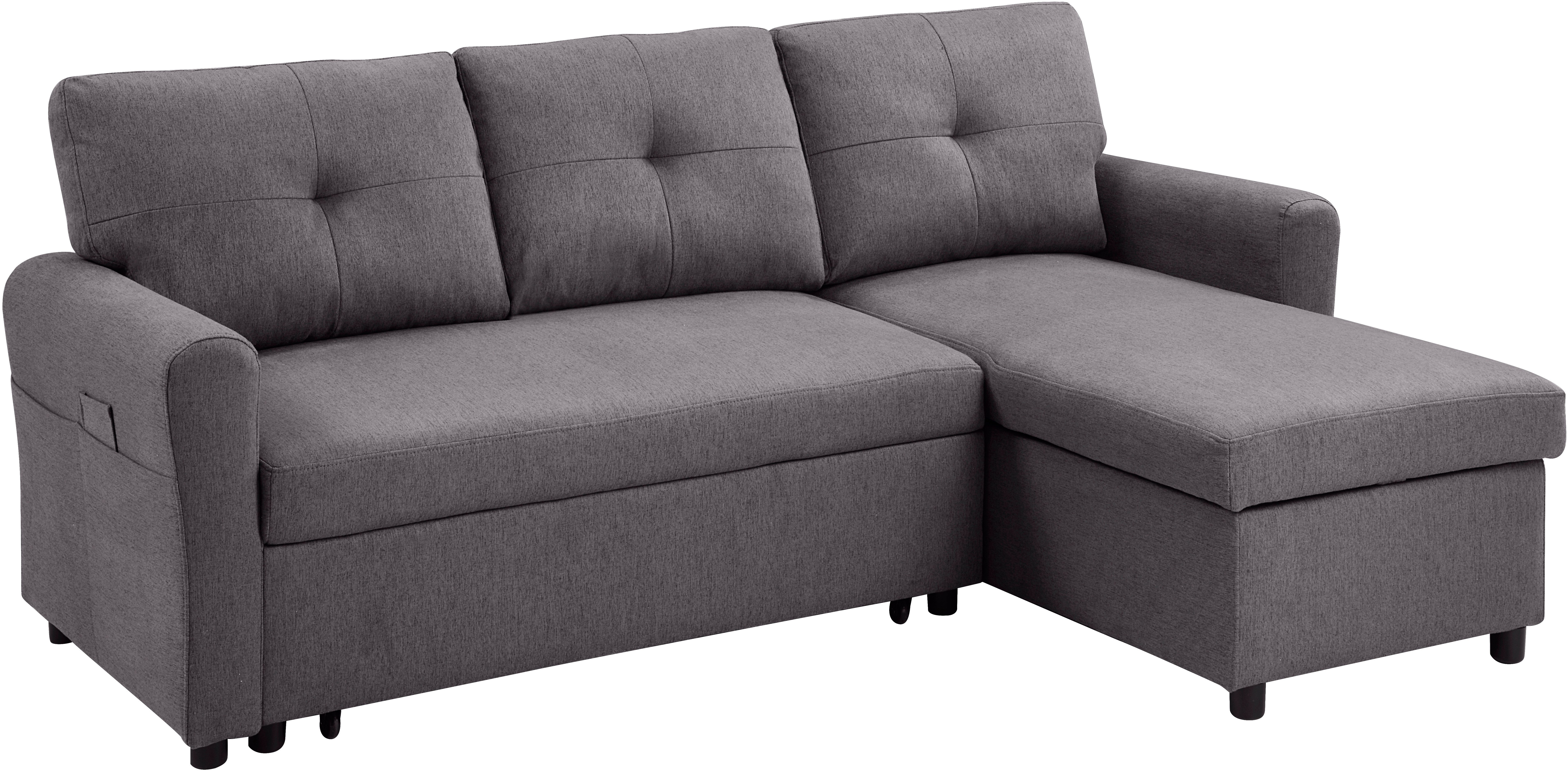 ATLANTIC home collection Hoekbank Gustavo L-vorm met slaapfunctie, opbergruimte & zijzakken