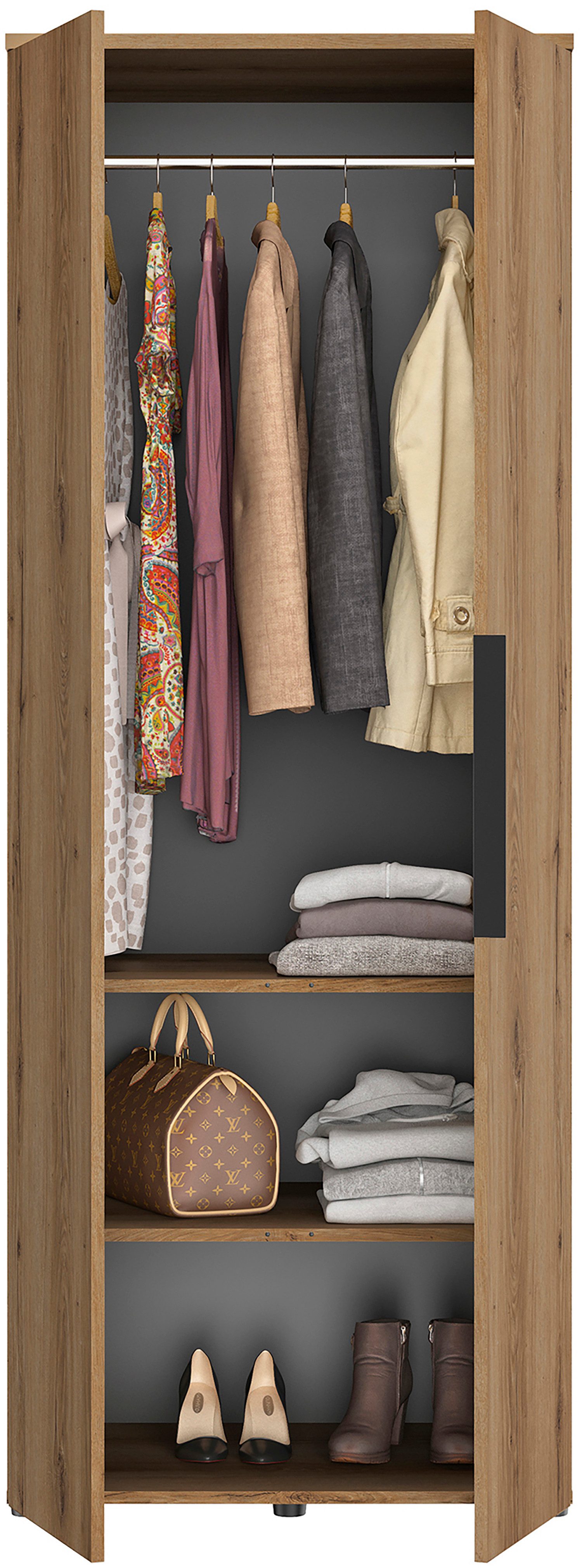 Gami Draaideurkast Kast 2 deuren 1/2 kledingkast, 1/2 waskast, royaal volume