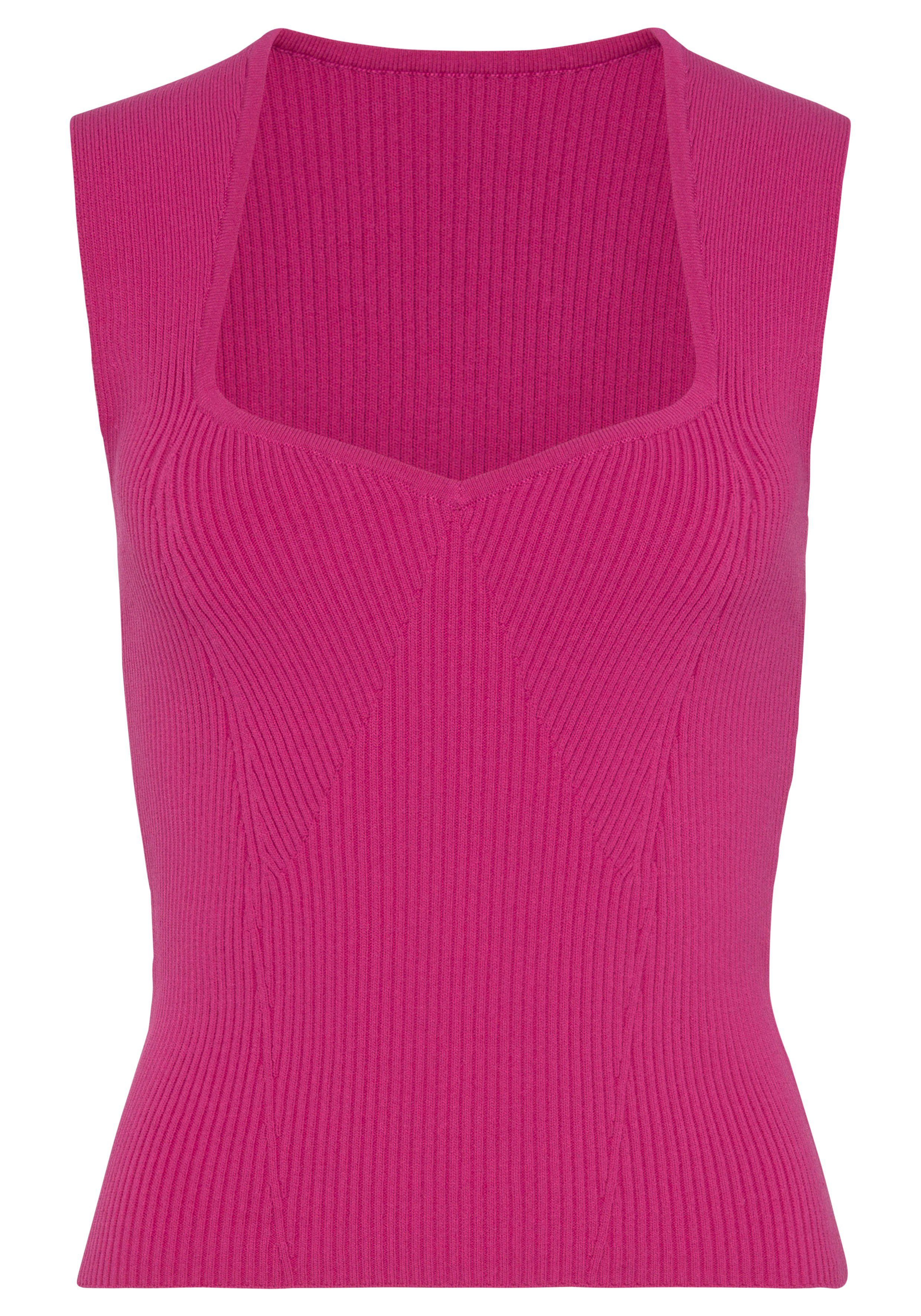 Lascana Gebreide top met vierkante halslijn, elegant top met brede bandjes