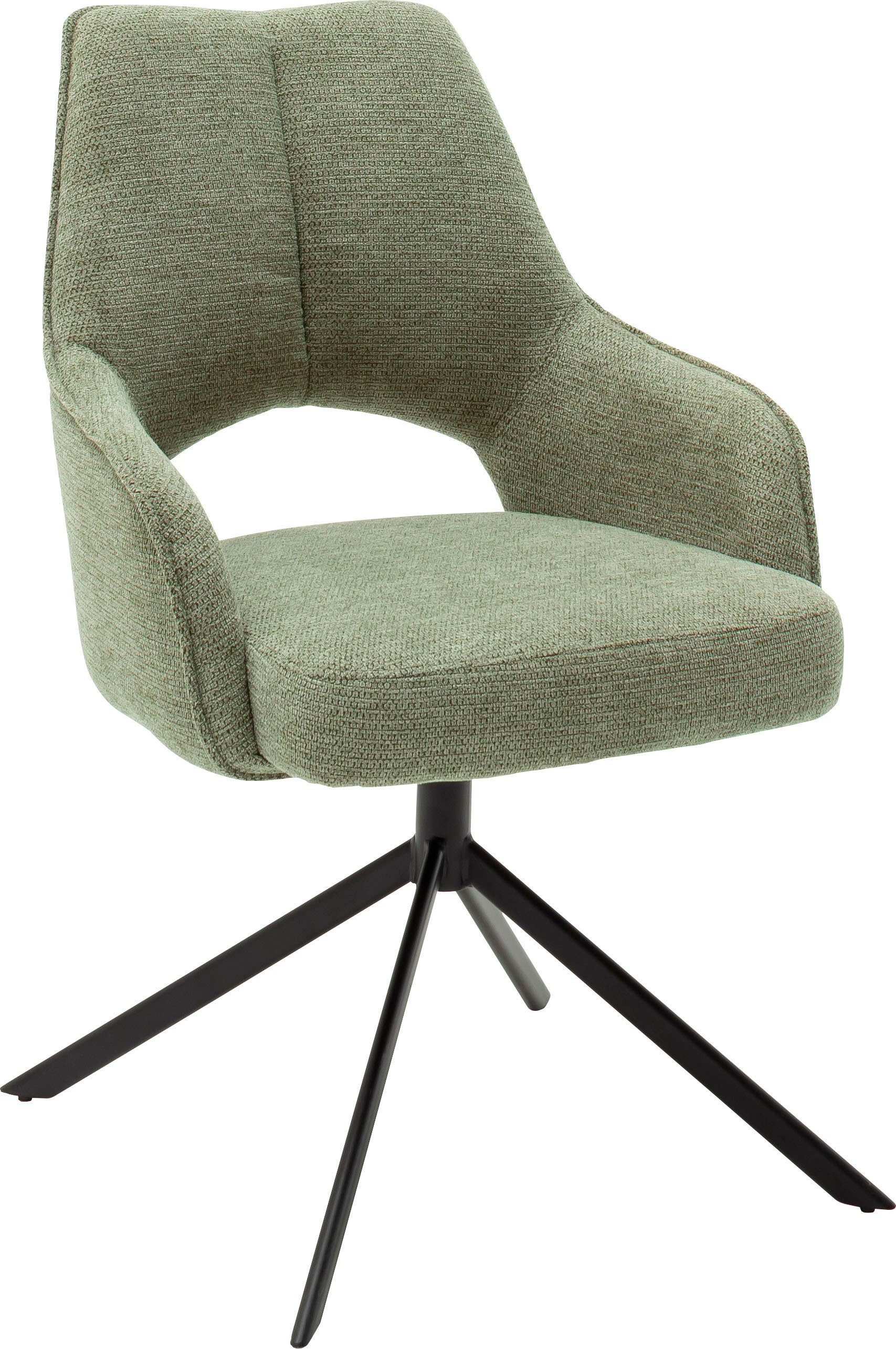 MCA furniture Stoel met armleuningen BANGOR (2-set), draaibaar 180°, pocketvering, zithoogte ca. 49 cm (2 stuks) 4 poot stoelen groen