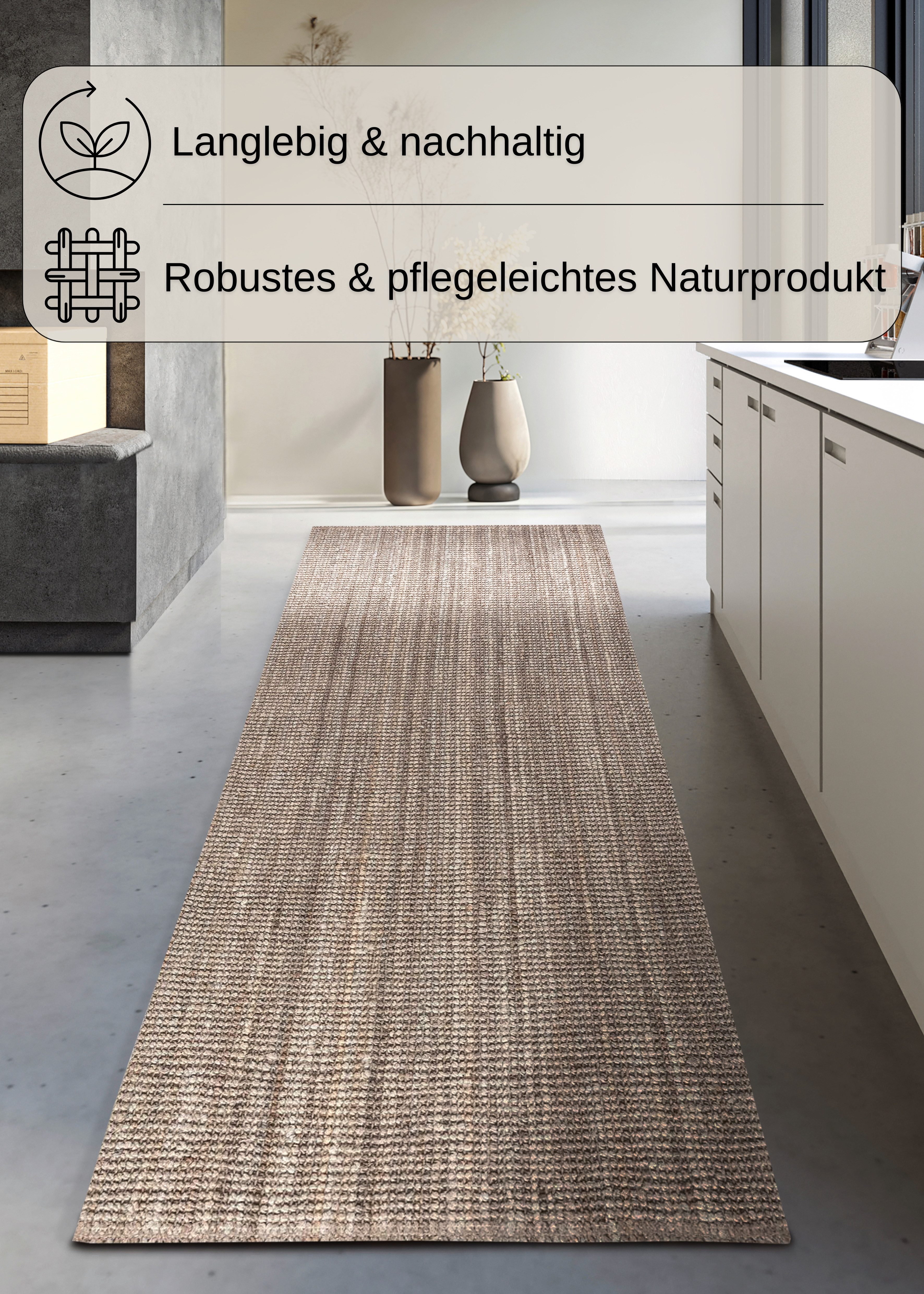 my home Vloerkleed Avot jute tapijt 100% jutevezel, loper, eetkamer, woonkamer, scandi