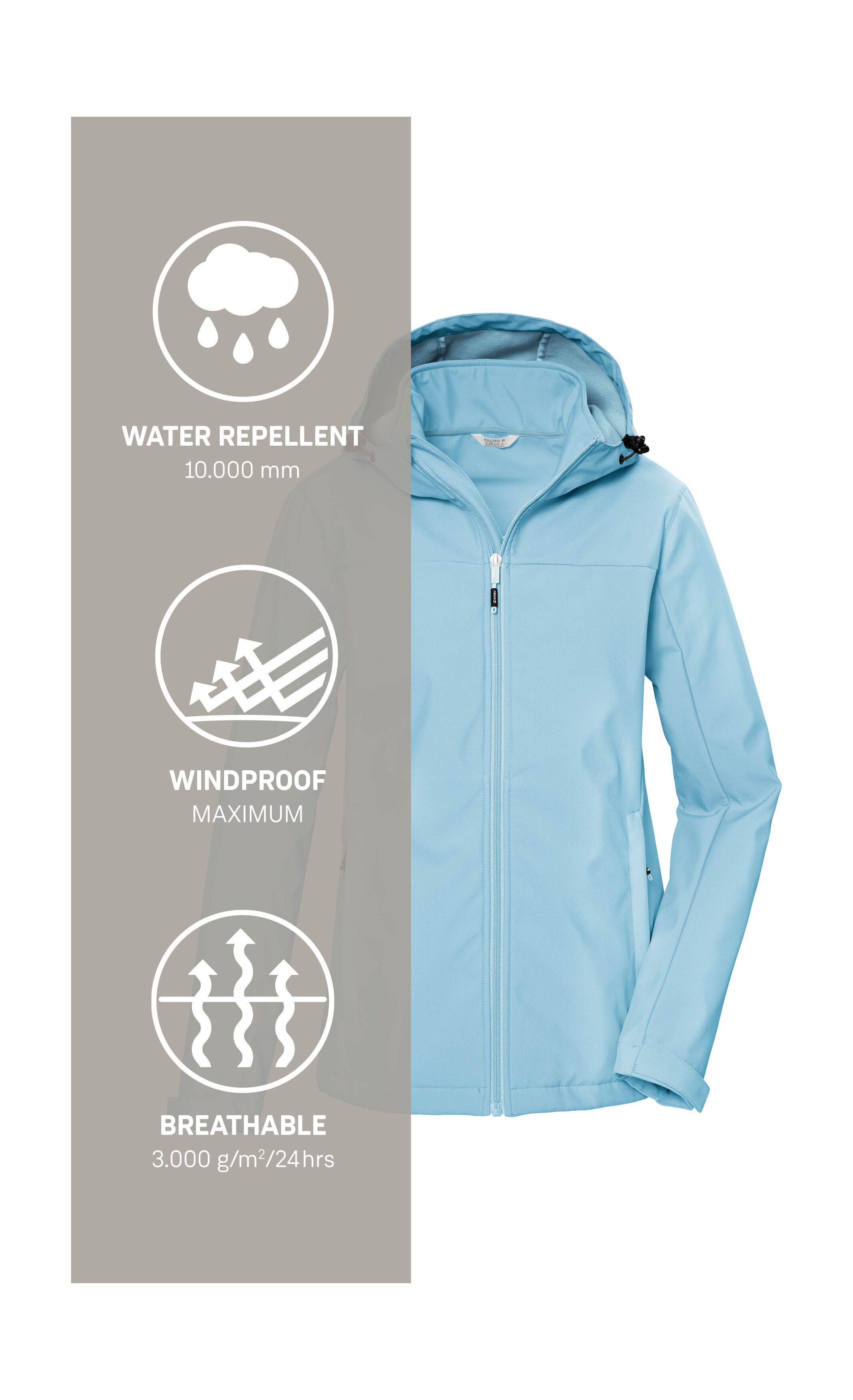 Killtec Softshell-jack KOS 102 WMN SFTSHLL JCKT Waterafstotende, ademende softshelljack, PFAS-vrij geïmpregneerd
