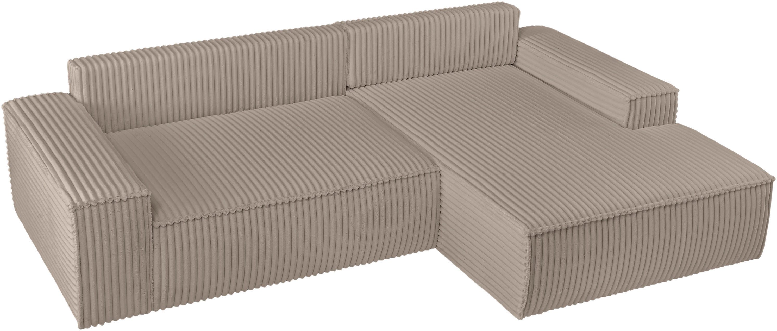 andas Hoekbank Finnley slaapbank 267 cm in Bouclé, fijne structuur en cord, L-vorm
