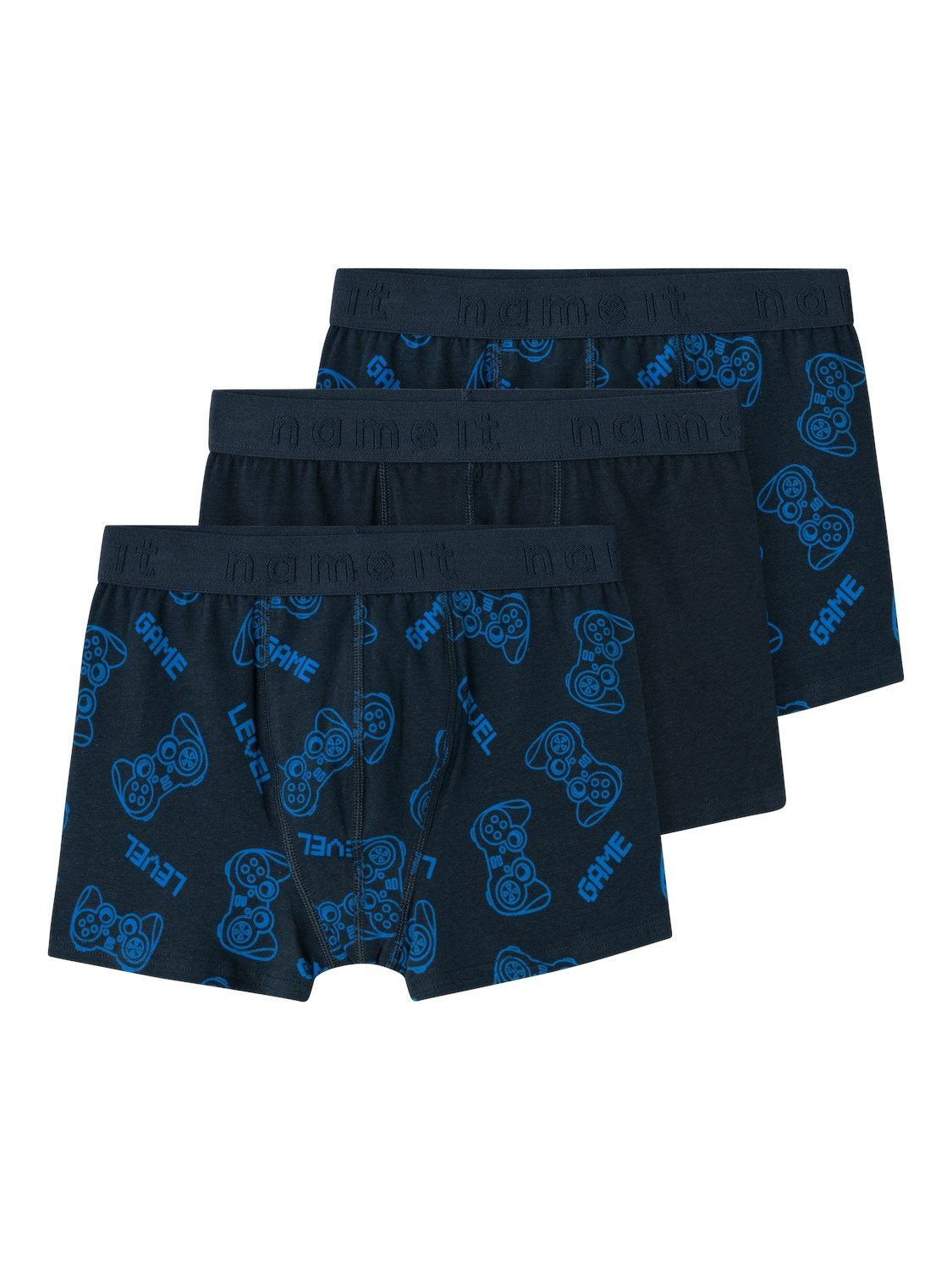Name it KIDS boxershort set van 3 donkerblauw Jongens Stretchkatoen All over print 122 128