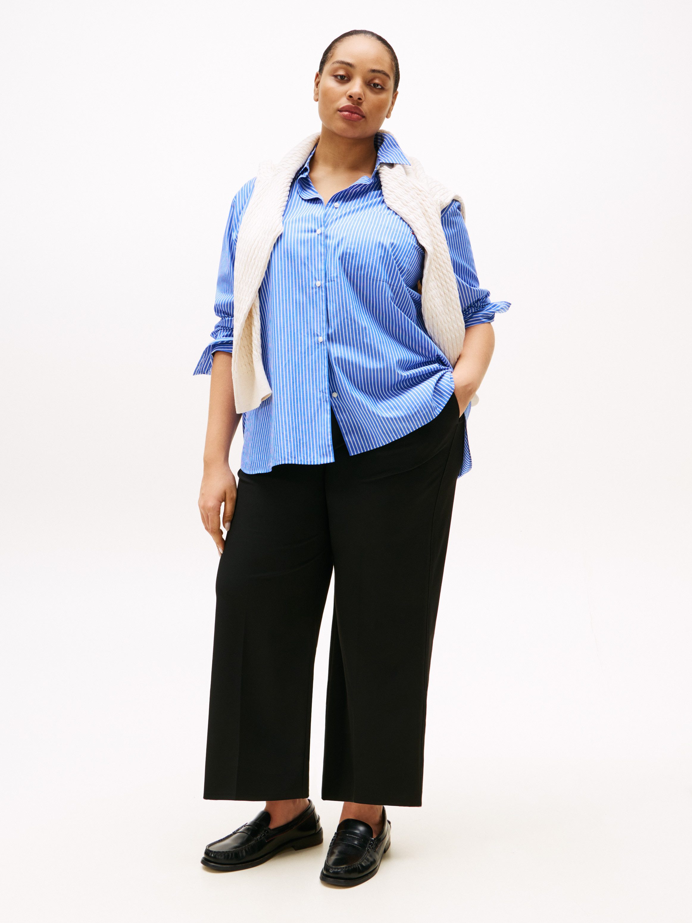 Tommy Hilfiger Curve Culotte CRV LW BI-STRETCH WIDE CROP PNT in grote maten, cropped, logoborduursel