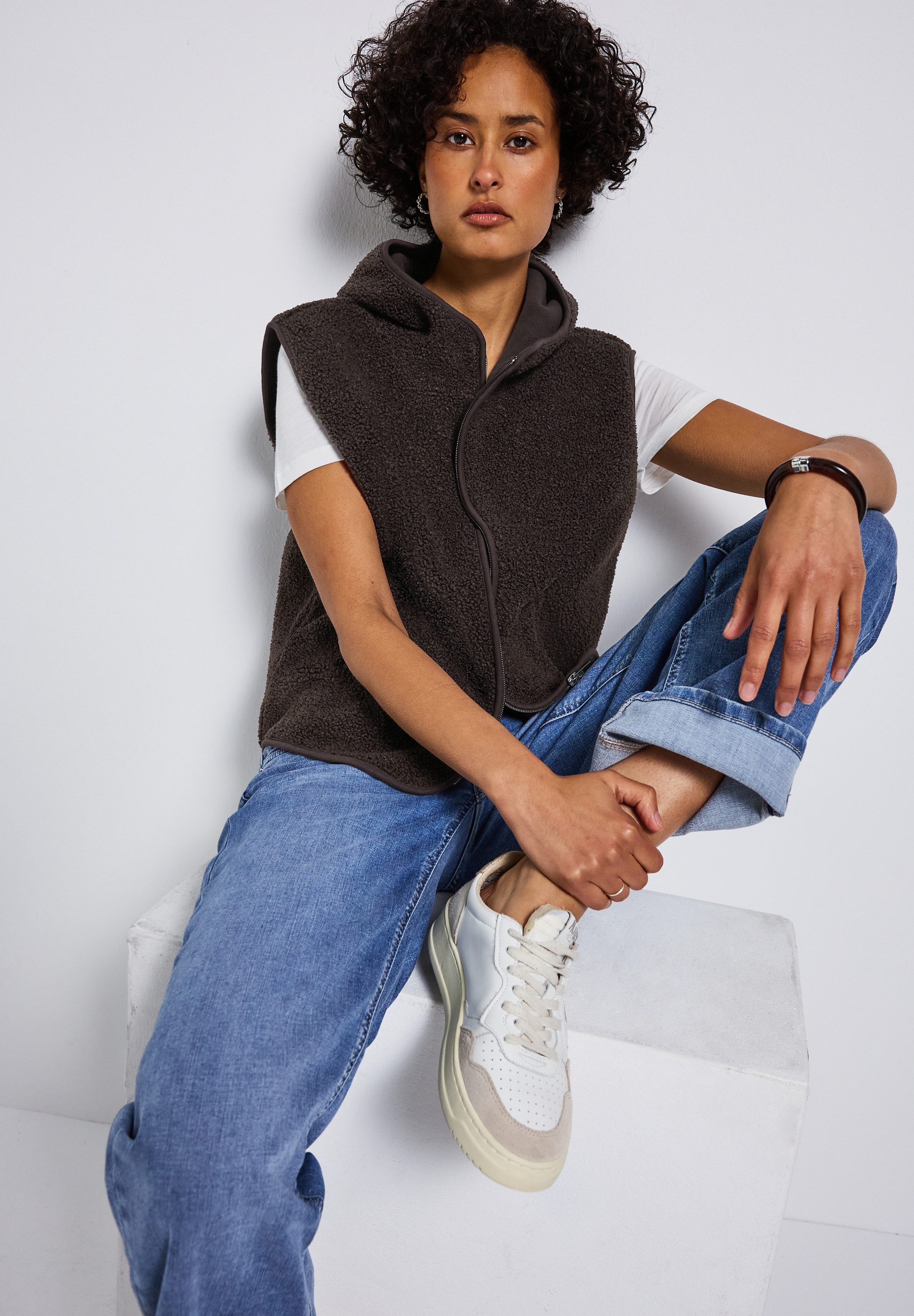 STREET ONE Mouwloos pluchen vest