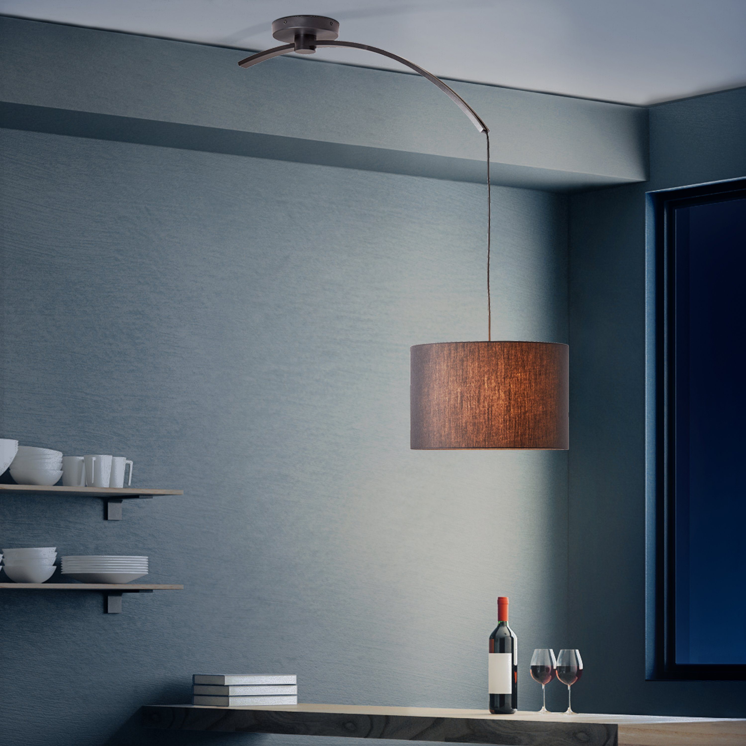 Brilliant Leuchten Hanglamp Daria Hanglamp met verlengstuk zwart (1 stuk)