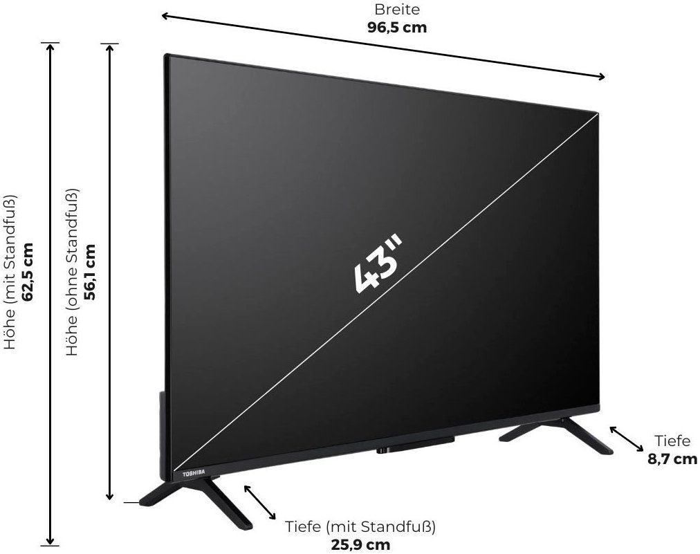 Toshiba QLED-TV 43QV2463DA, 108 cm / 43", 4K Ultra HD, Smart TV